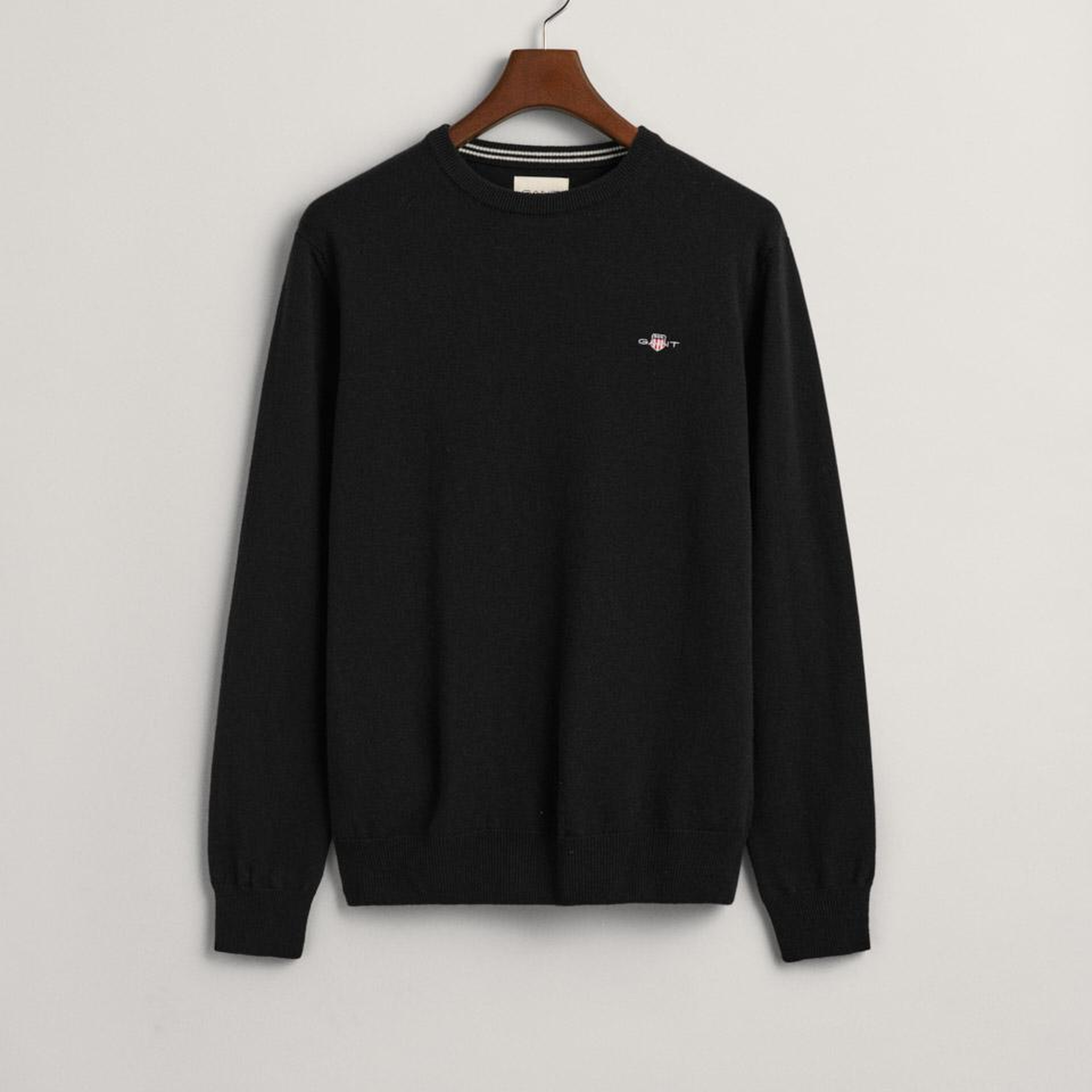 GANT Erkek Siyah Regular Fit Bisiklet Yaka Yün Kazak