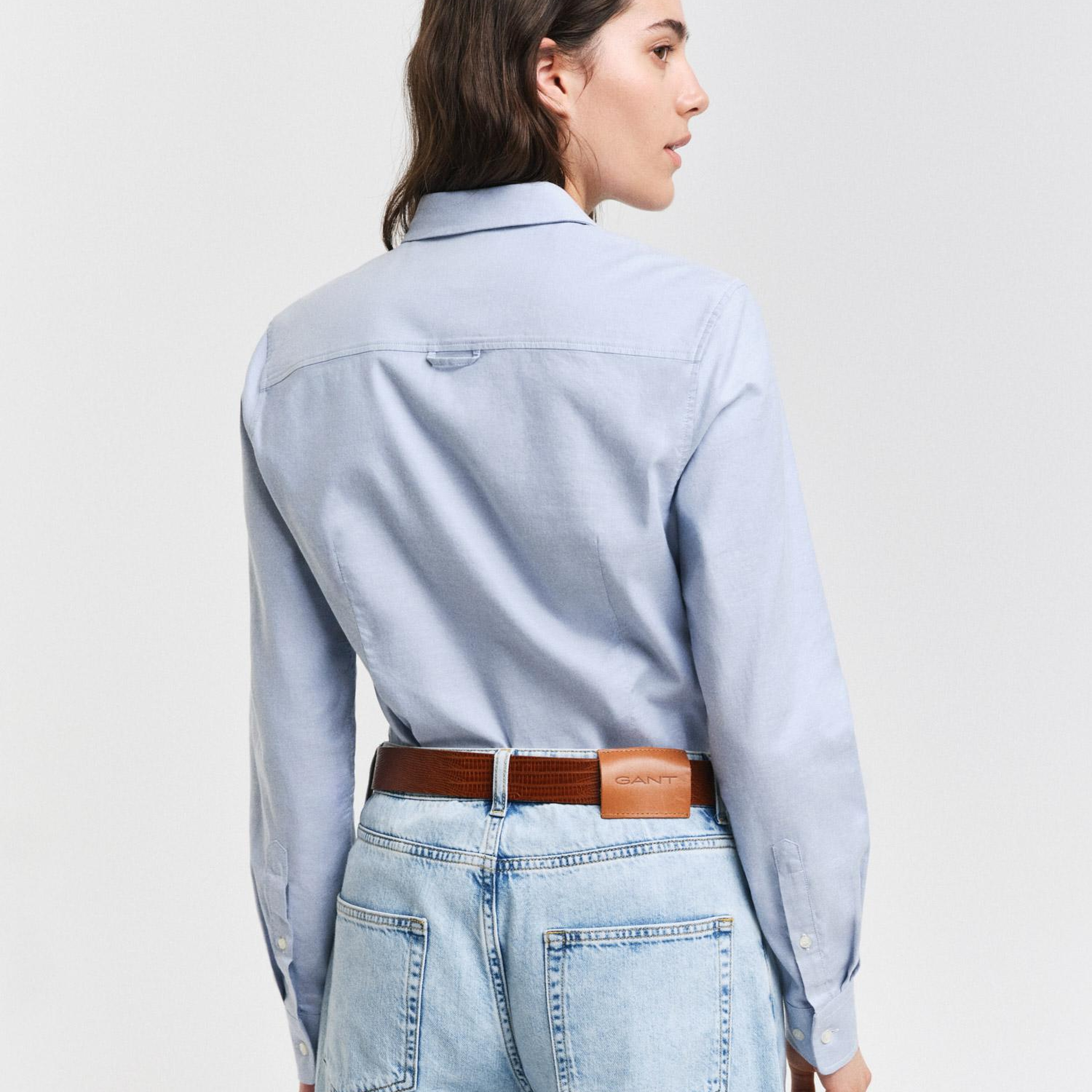 GANT Kadın Mavi Slim Fit Klasik Yaka Oxford Gömlek