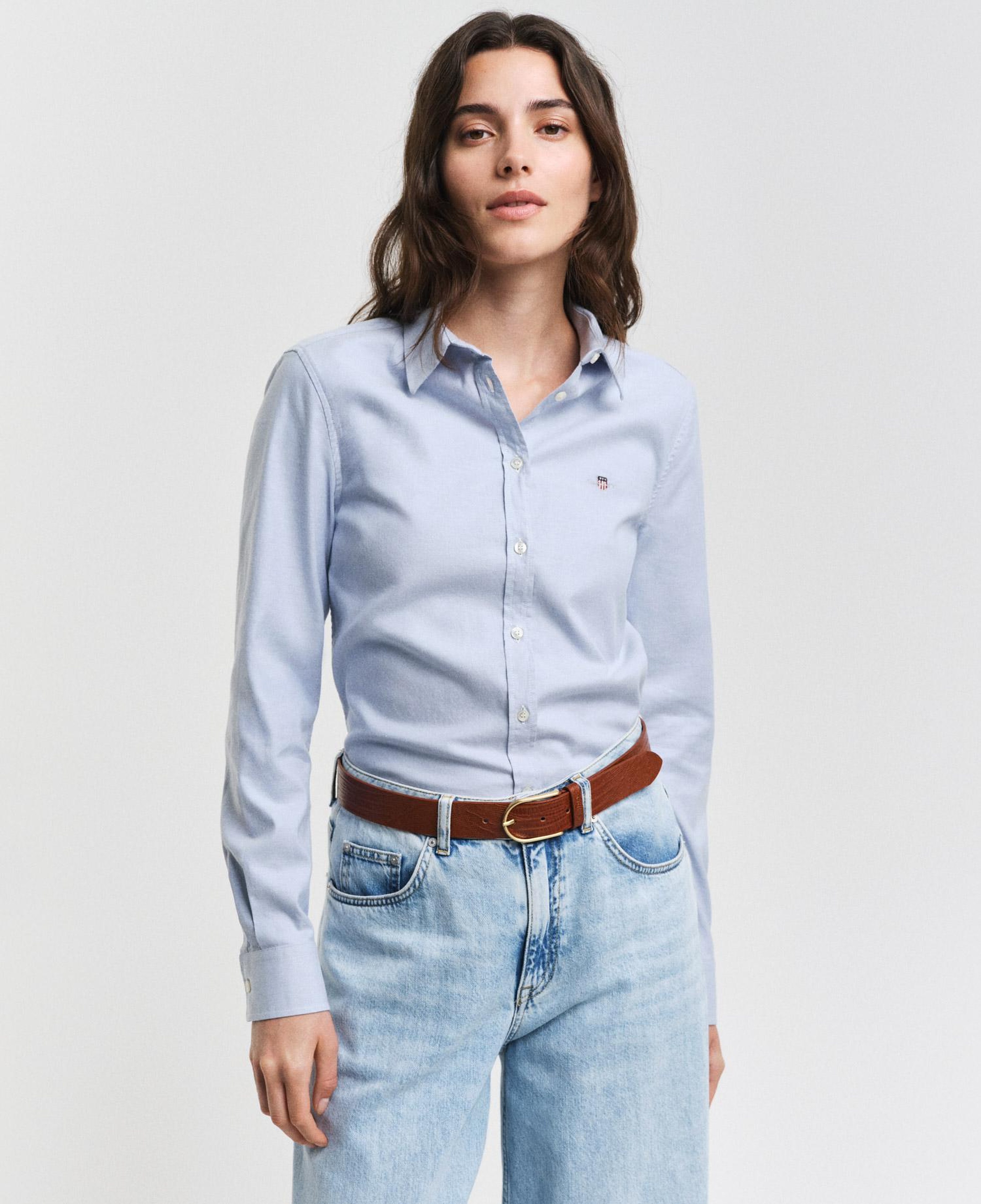 GANT Kadın Mavi Slim Fit Klasik Yaka Oxford Gömlek