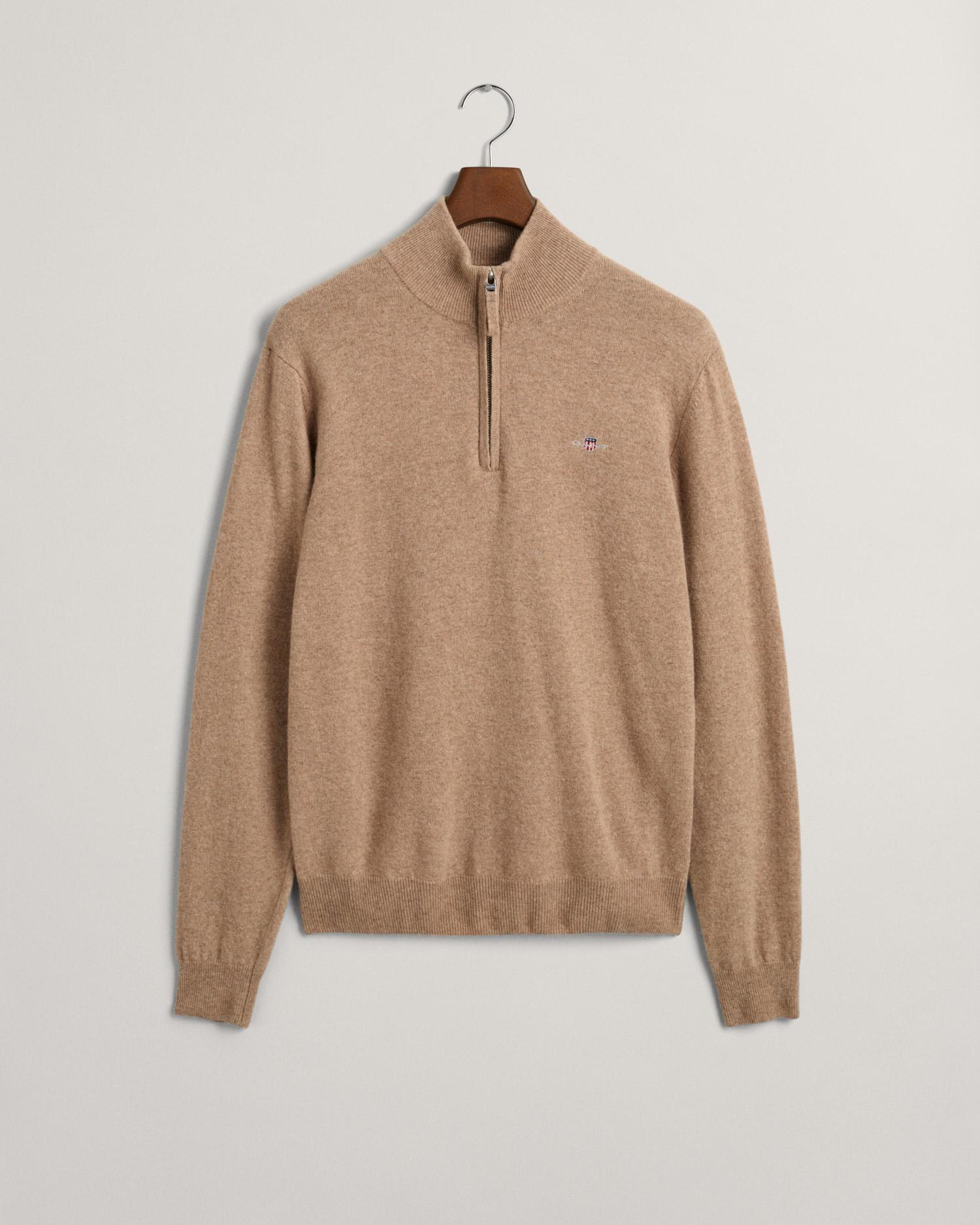 GANT Erkek Bej Regular Fit Yarım Fermuarlı Yün Kazak