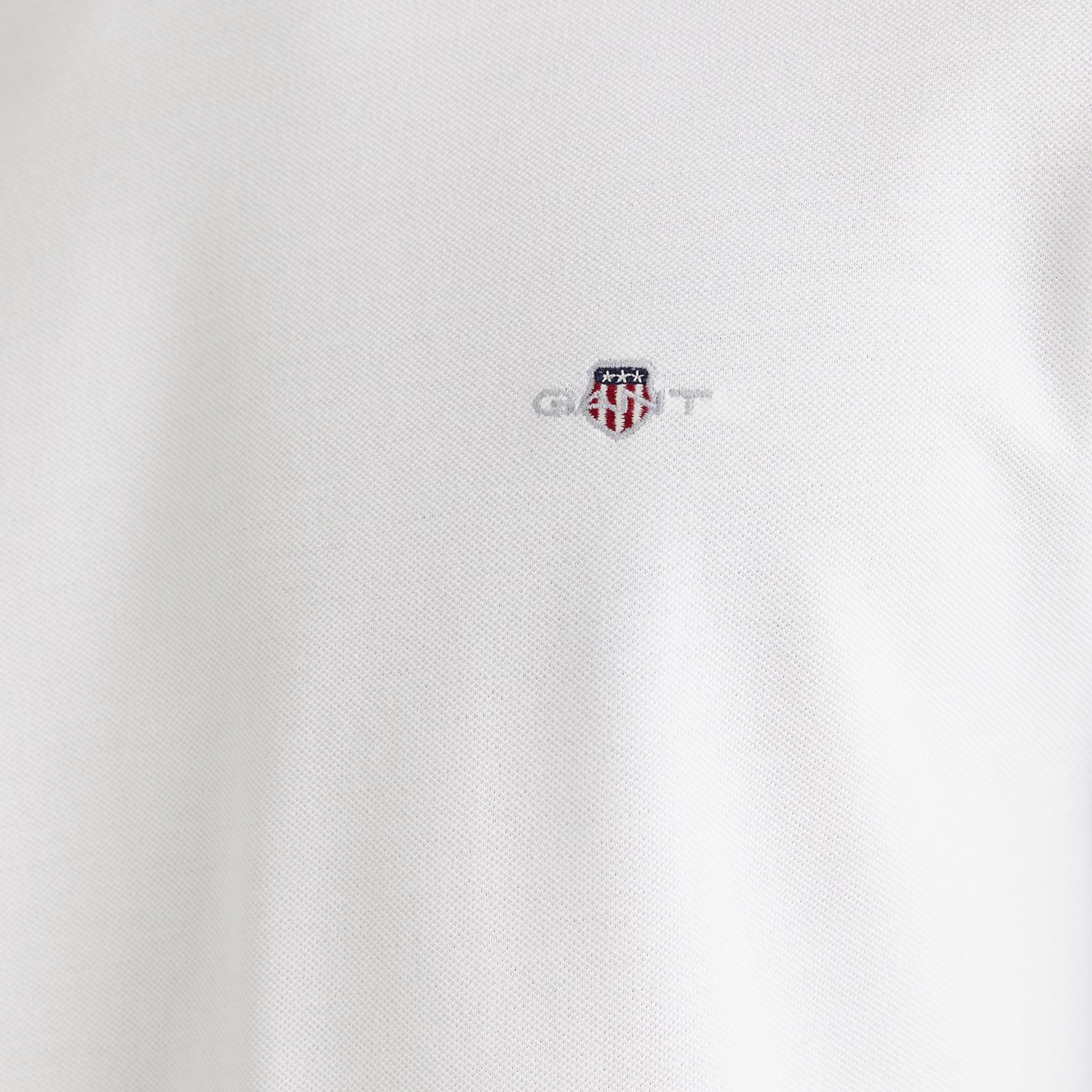 GANT Erkek Beyaz Slim Fit Bisiklet Yaka Uzun Kollu T-Shirt