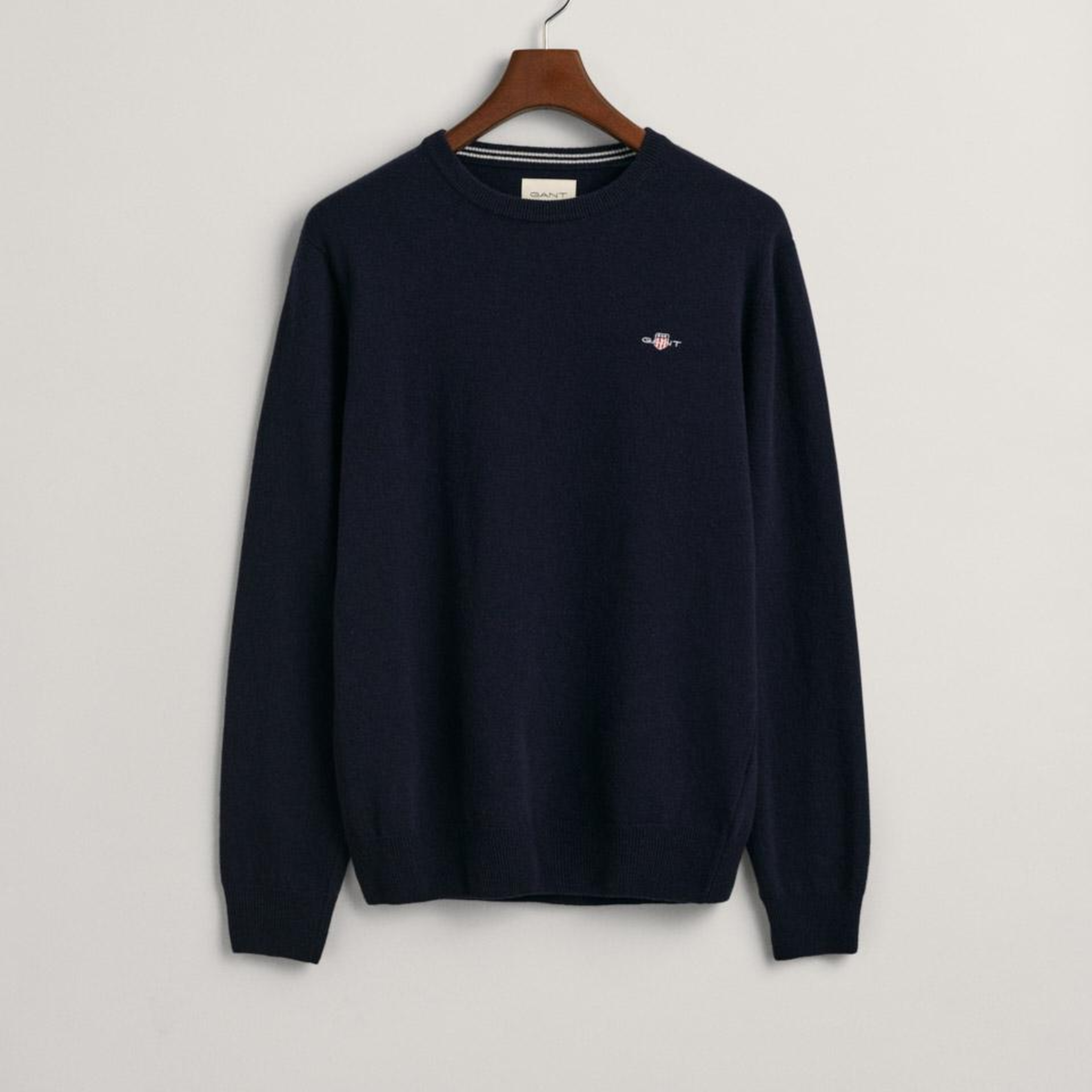 GANT Erkek Lacivert Regular Fit Bisiklet Yaka Yün Kazak