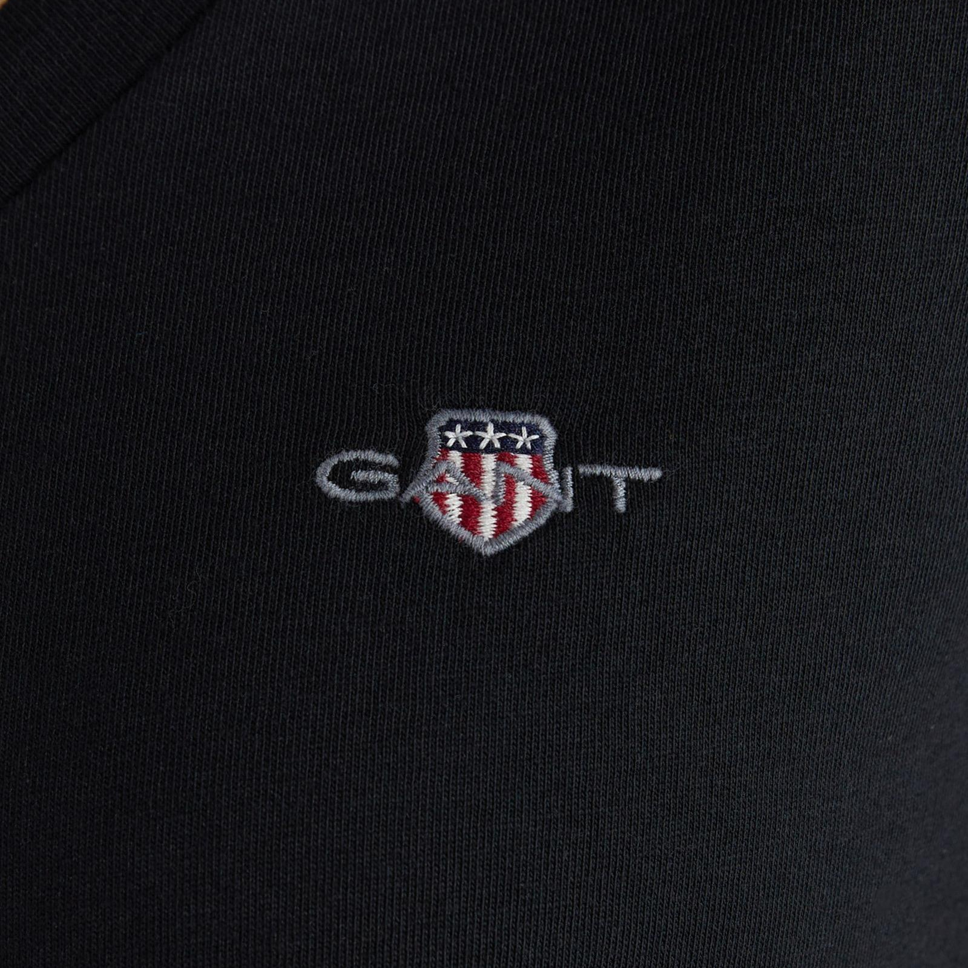 GANT Kadın Siyah V Yaka Regular Fit Logolu T-Shirt