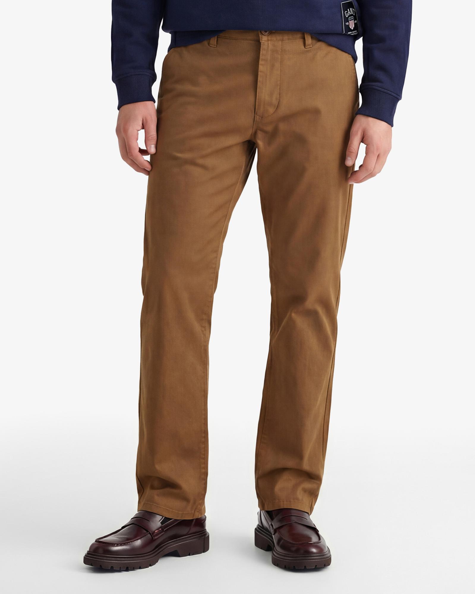 GANT Erkek Kahverengi Regular Fit Chino Pantolon
