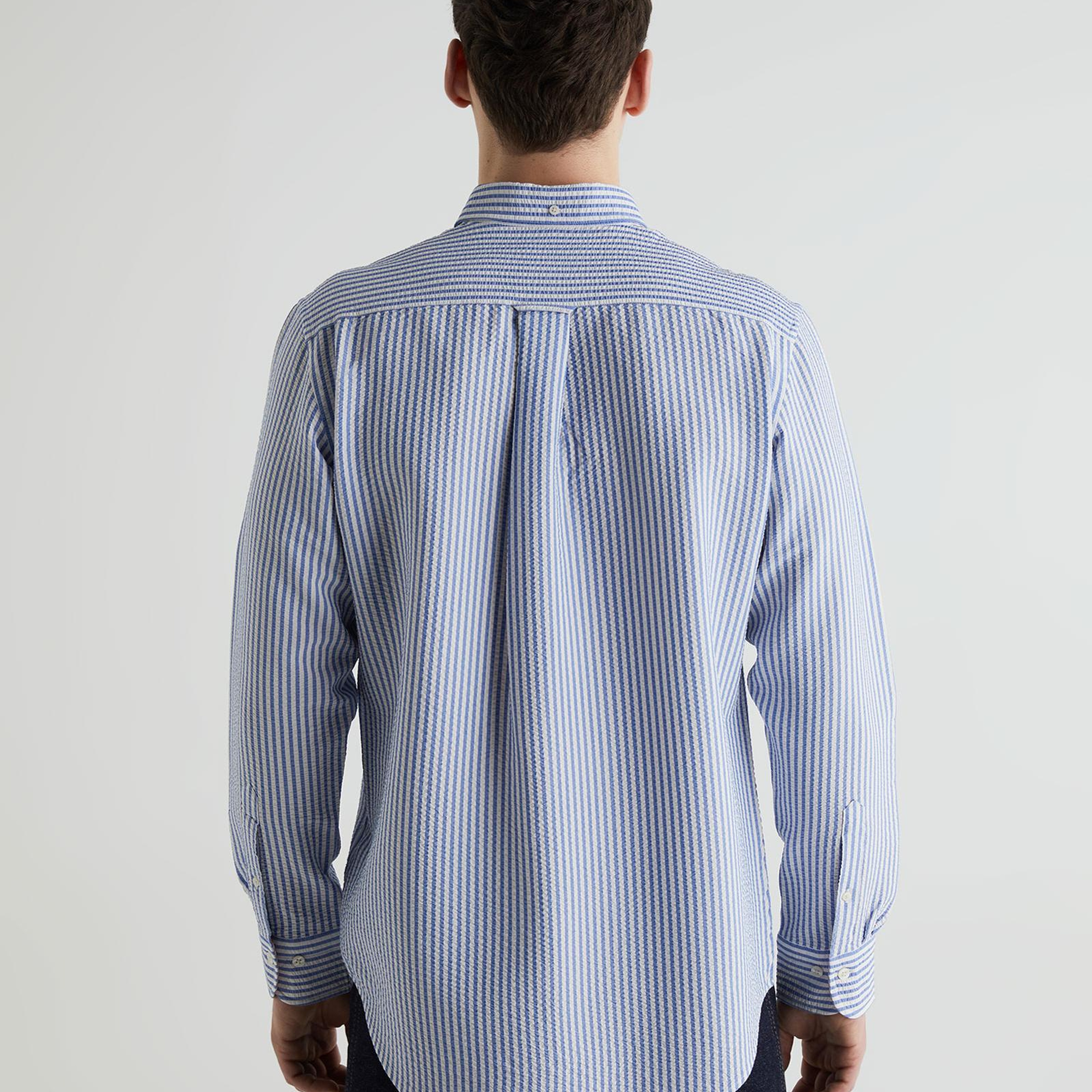 GANT Erkek Mavi Regular Fit Çizgili Logolu Gömlek