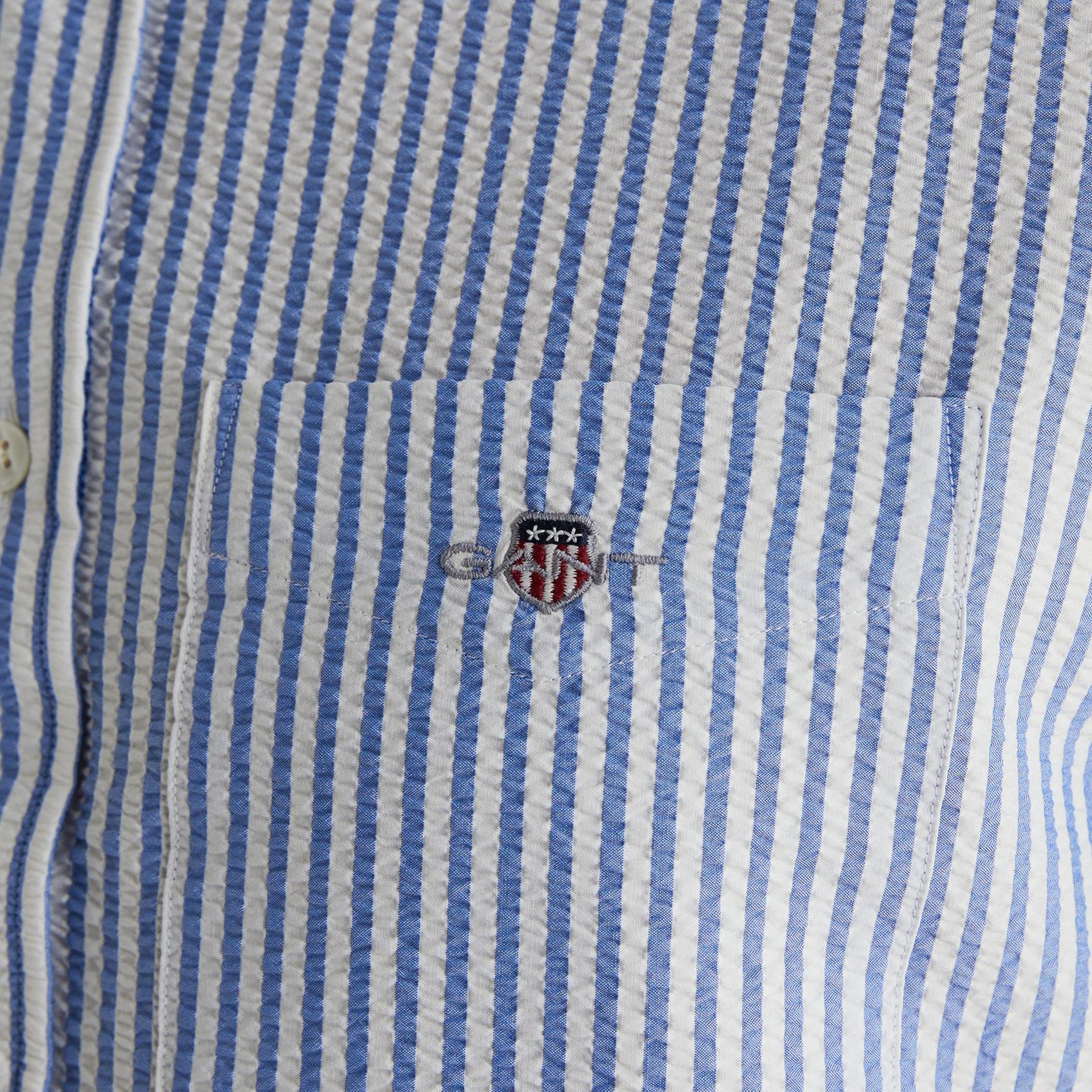 GANT Erkek Mavi Regular Fit Çizgili Logolu Gömlek