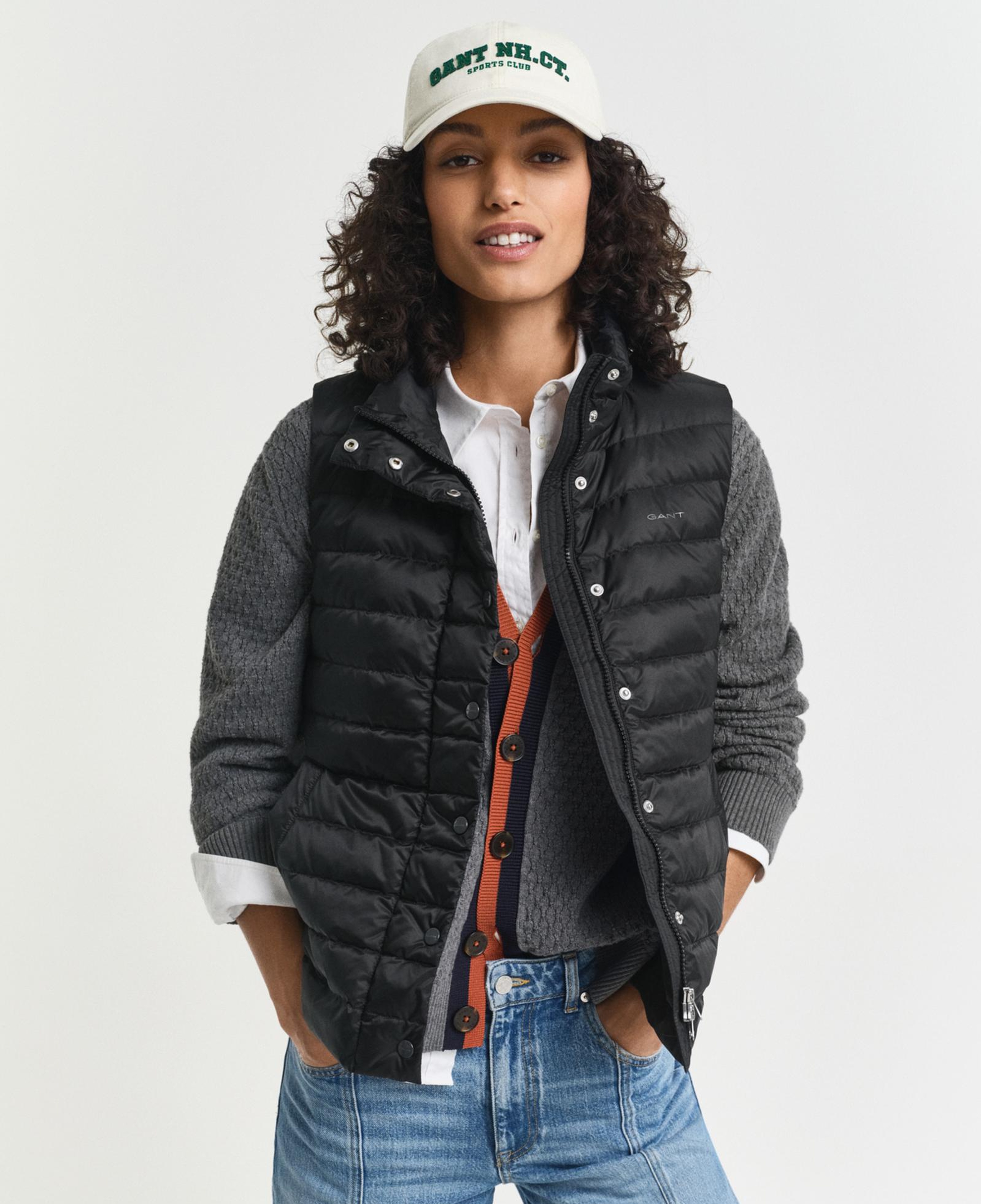 GANT Kadın Siyah Regular Fit Dik Yaka Kaz Tüyü Yelek