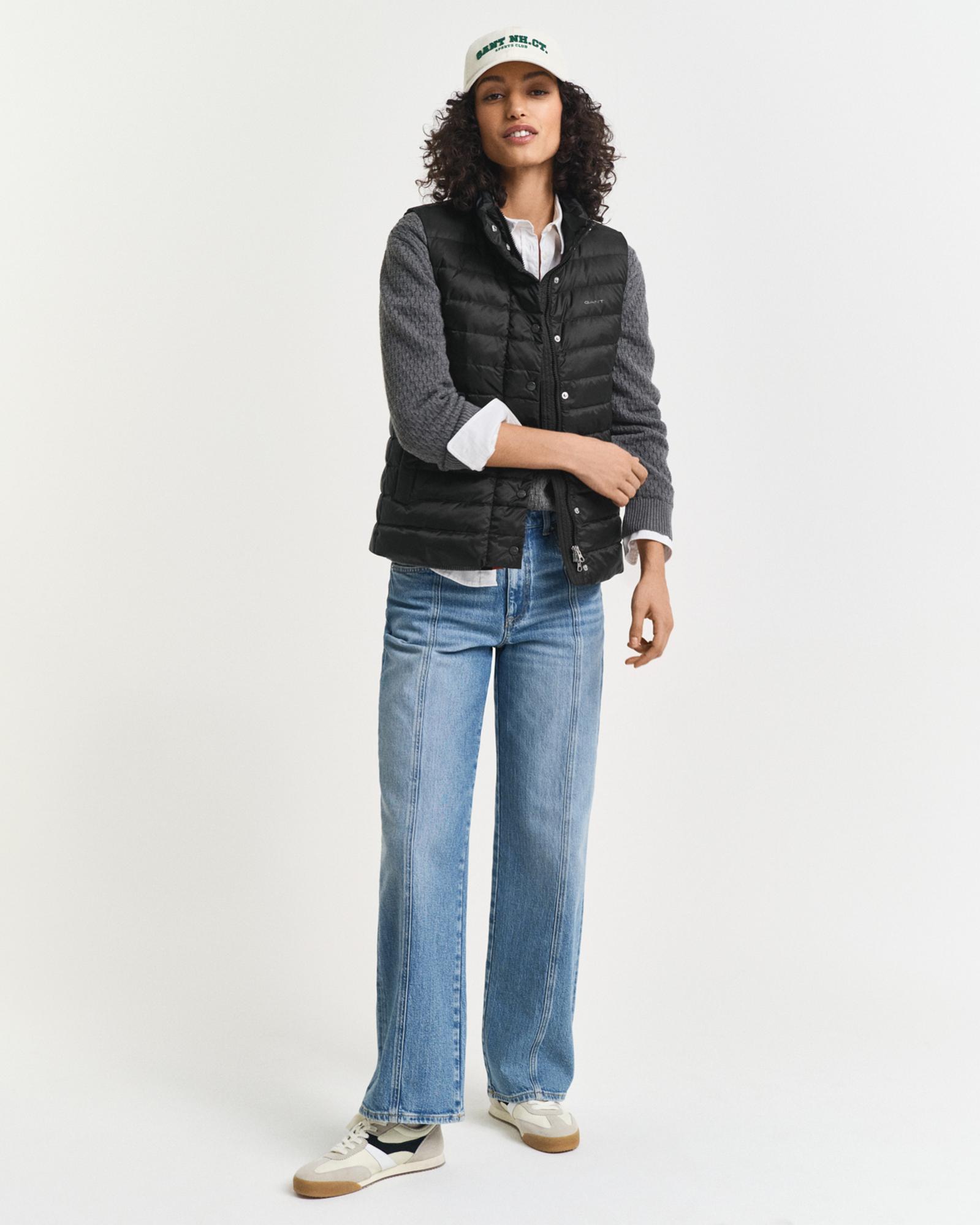 GANT Kadın Siyah Regular Fit Dik Yaka Kaz Tüyü Yelek