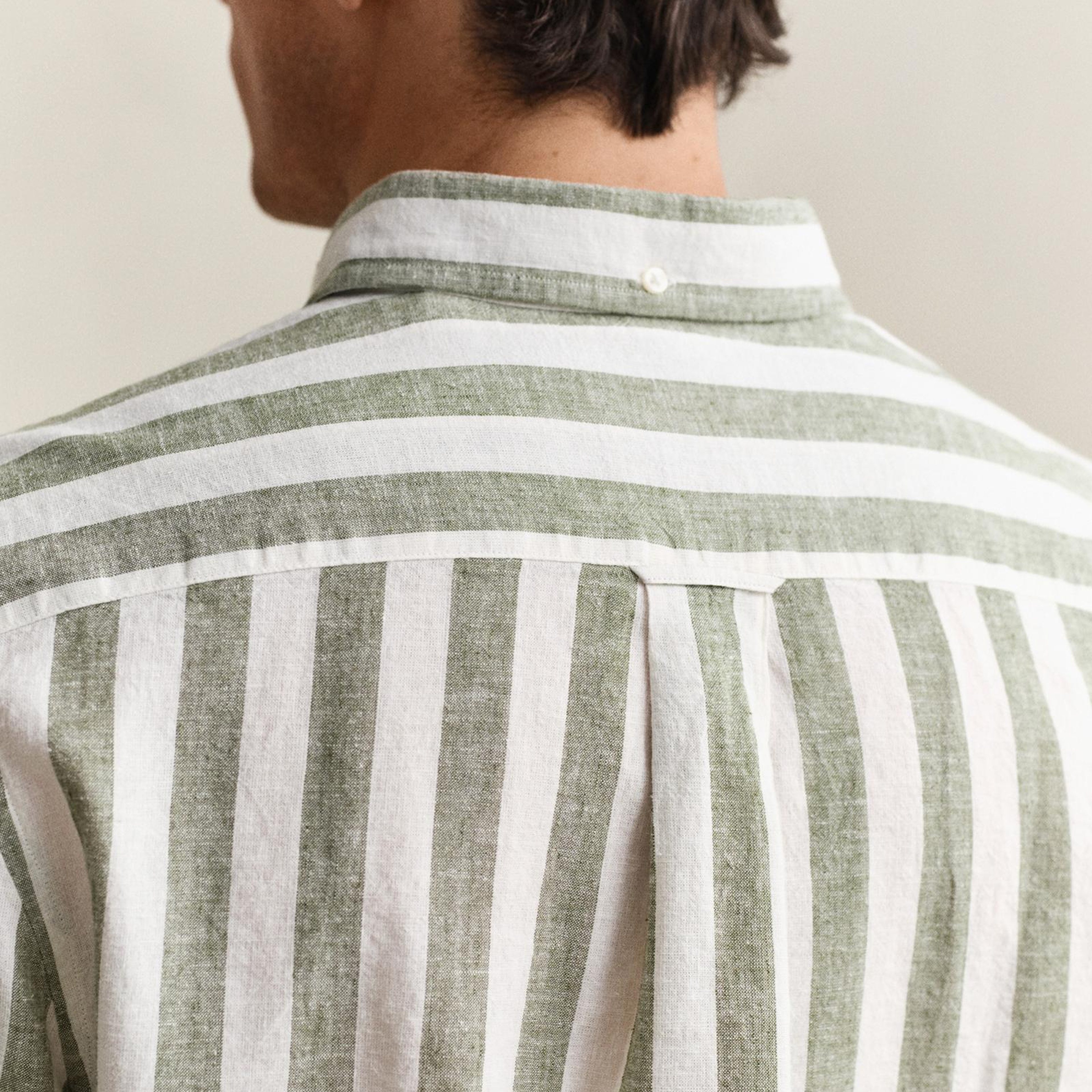 GANT Erkek Yeşil Regular Fit Çizgili Logolu Gömlek