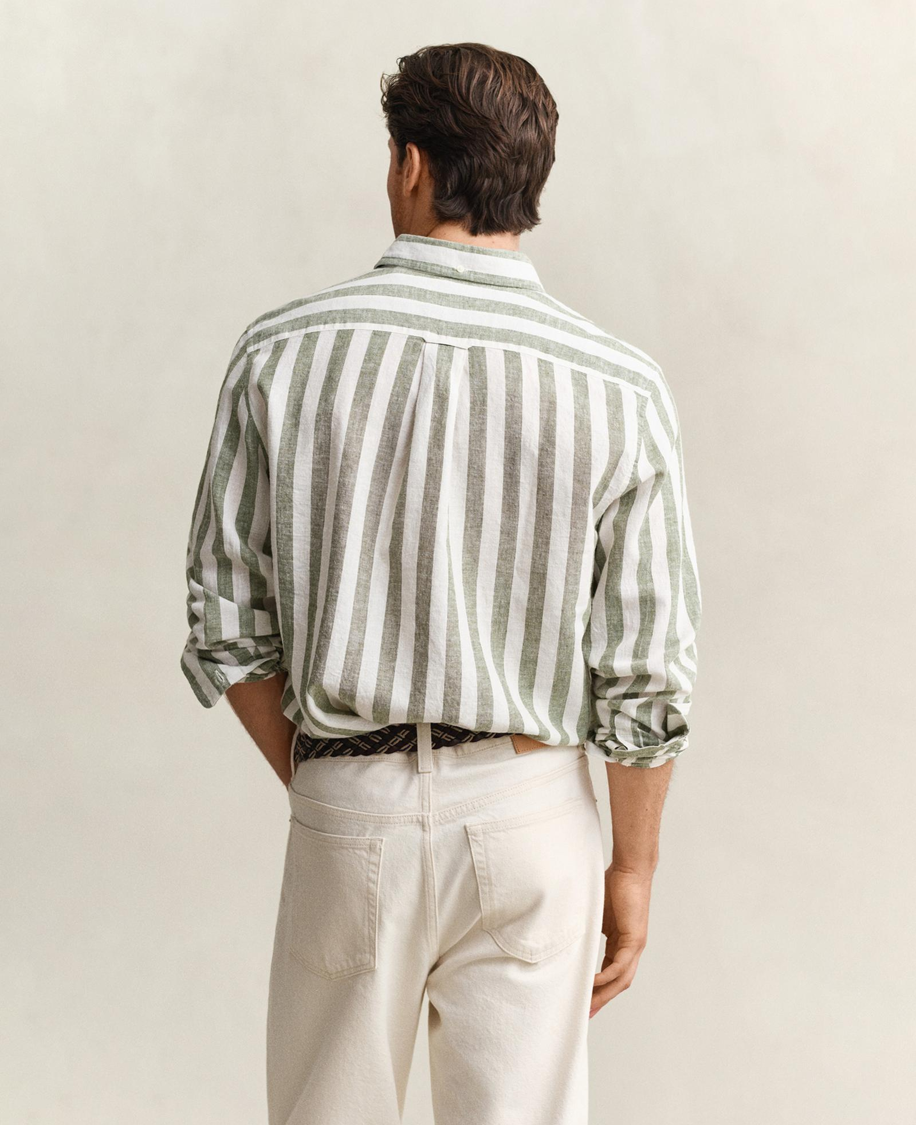 GANT Erkek Yeşil Regular Fit Çizgili Logolu Gömlek