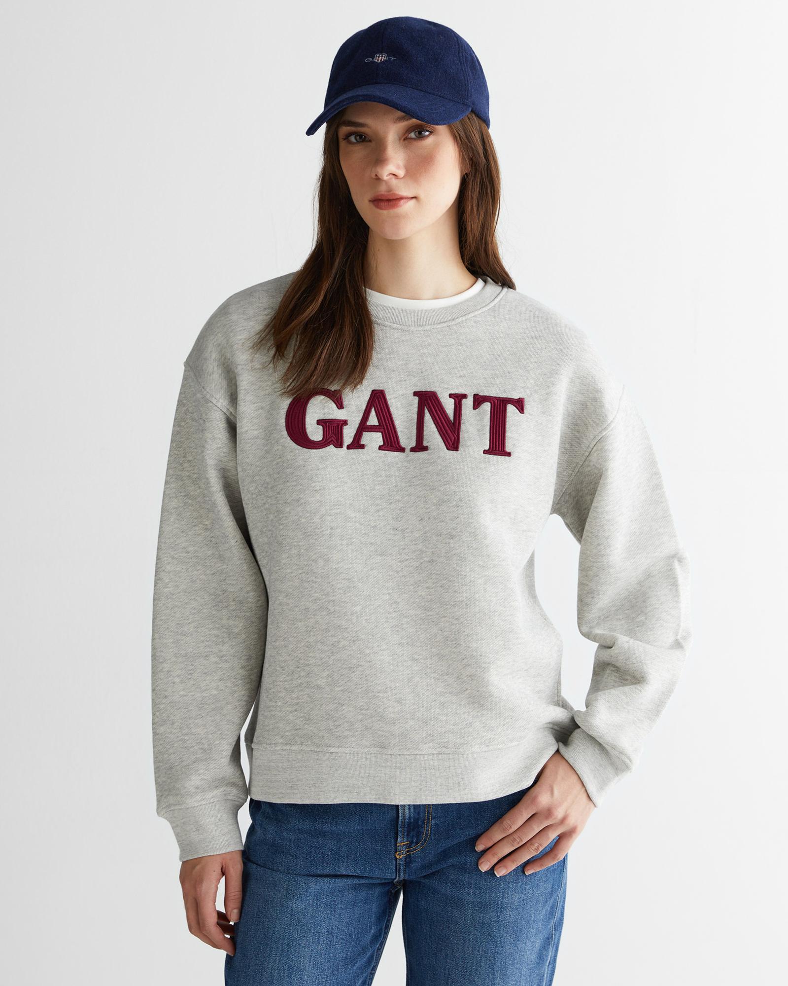 GANT Kadın Gri Relaxed Fit Bisiklet Yaka Sweatshirt