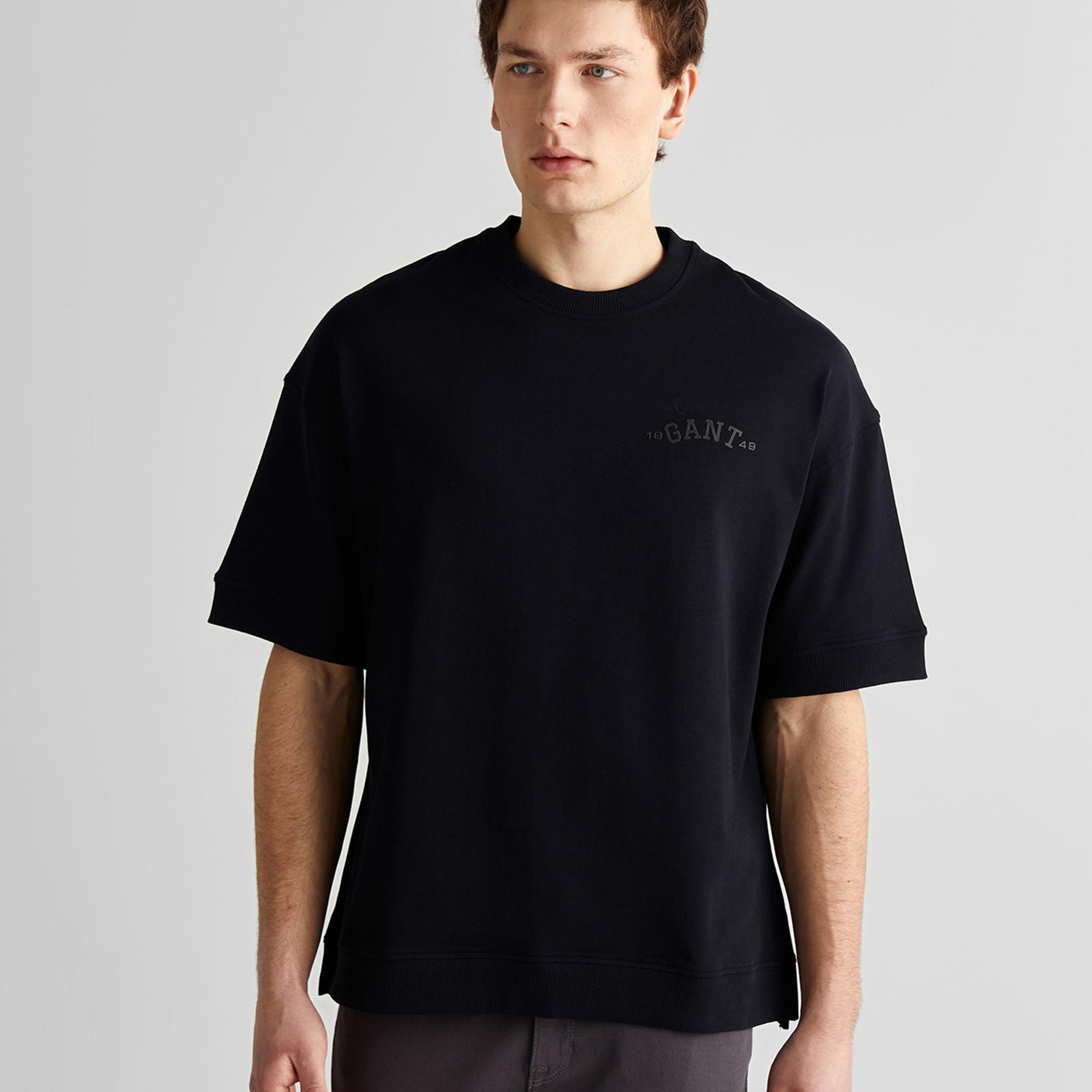 GANT Erkek Siyah Orijinal Fit Bisiklet Yaka Logolu T-Shirt