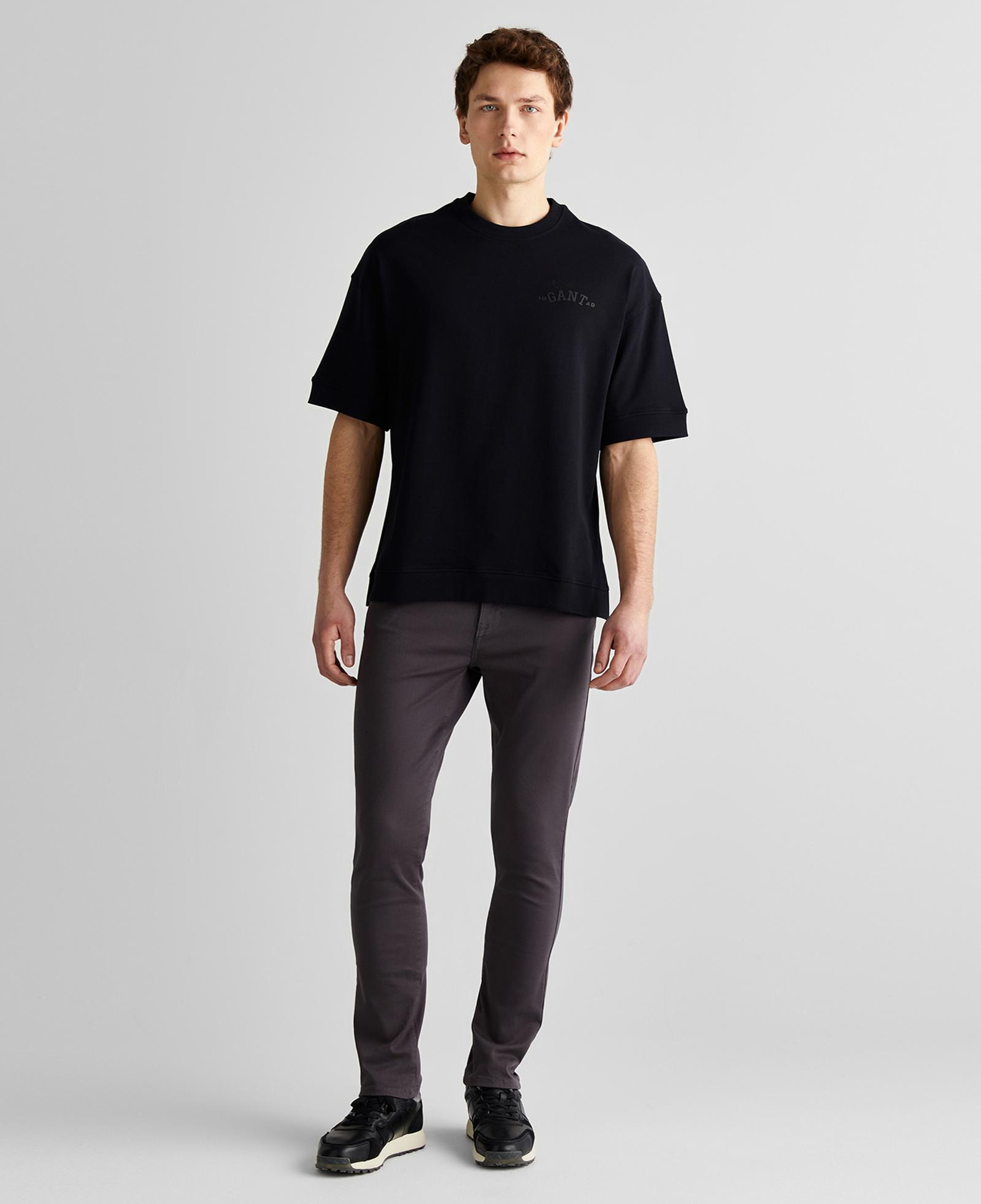 GANT Erkek Siyah Orijinal Fit Bisiklet Yaka Logolu T-Shirt