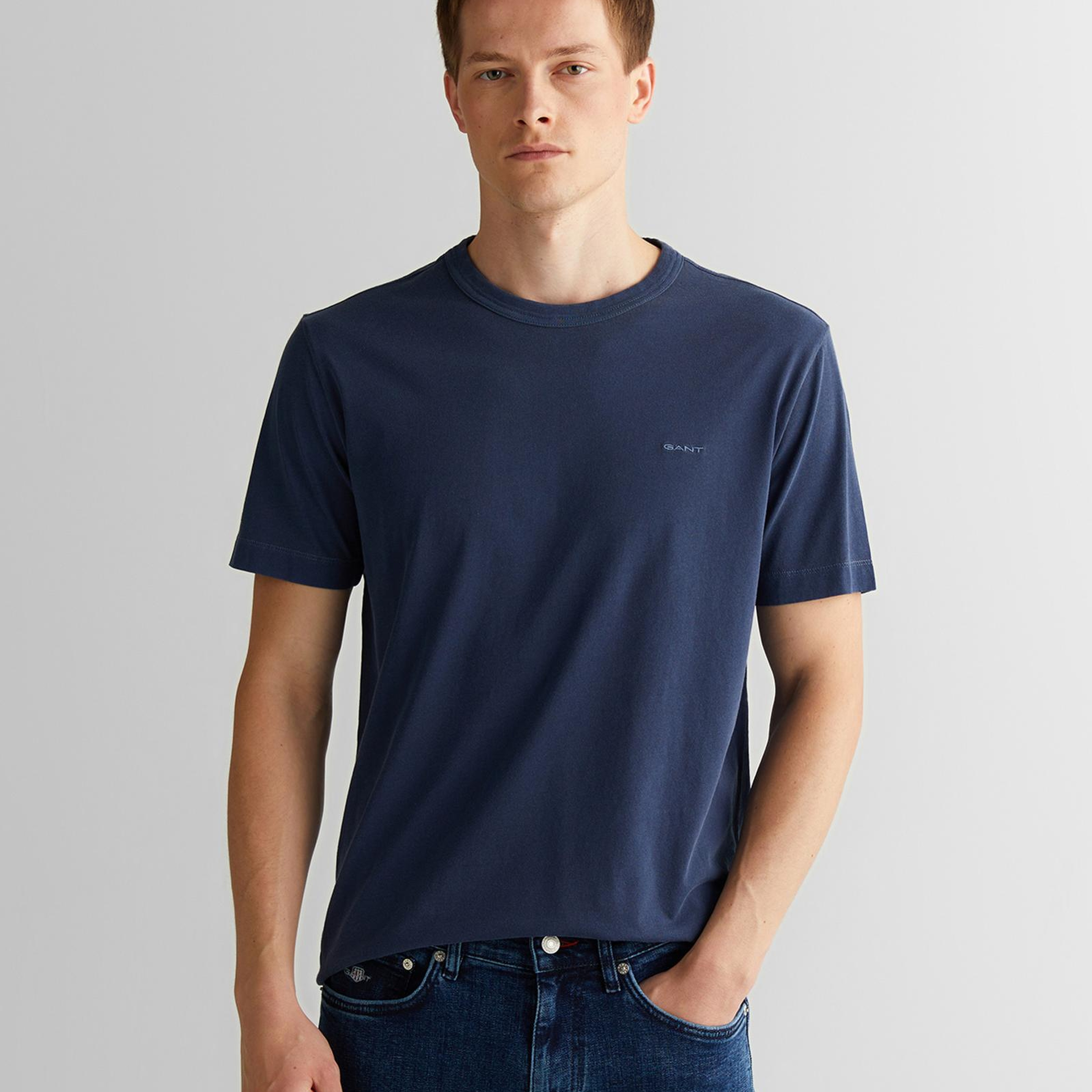 GANT Erkek Lacivert Regular Fit Bisiklet Yaka T-Shirt