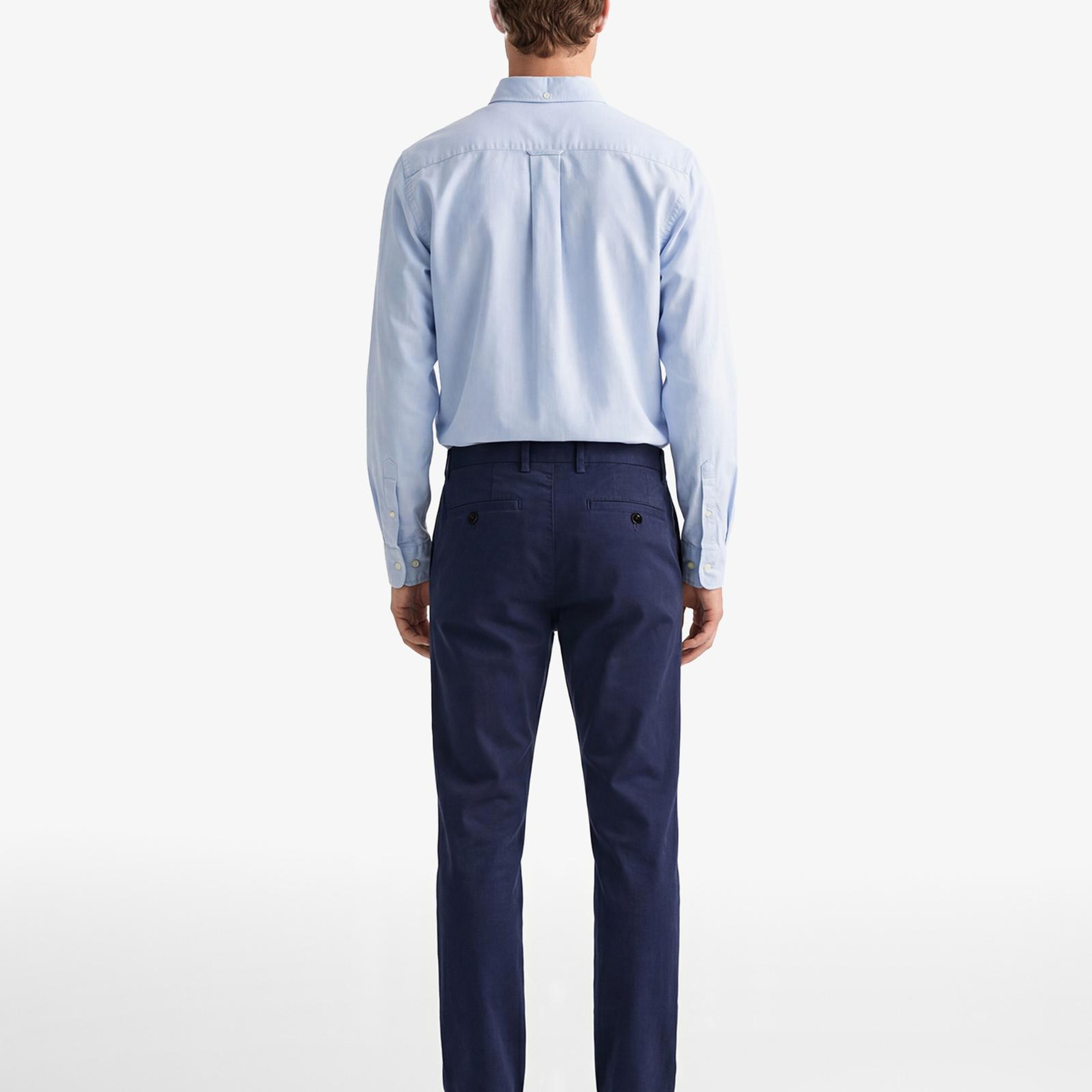 GANT Erkek Lacivert Slim Fit Casual Herringbone Pantolon