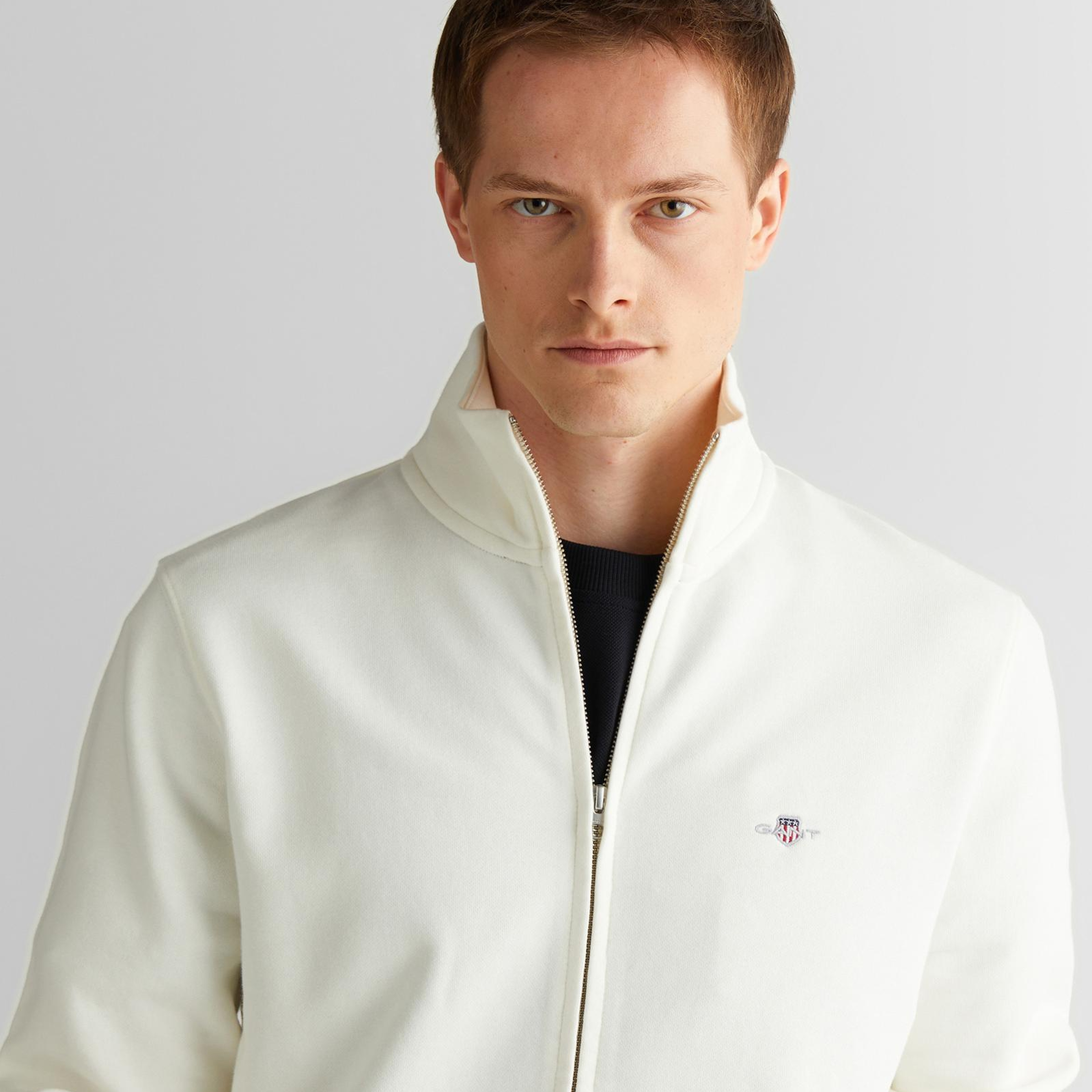 GANT Erkek Beyaz Regular Fit Fermuarlı Sweatshirt