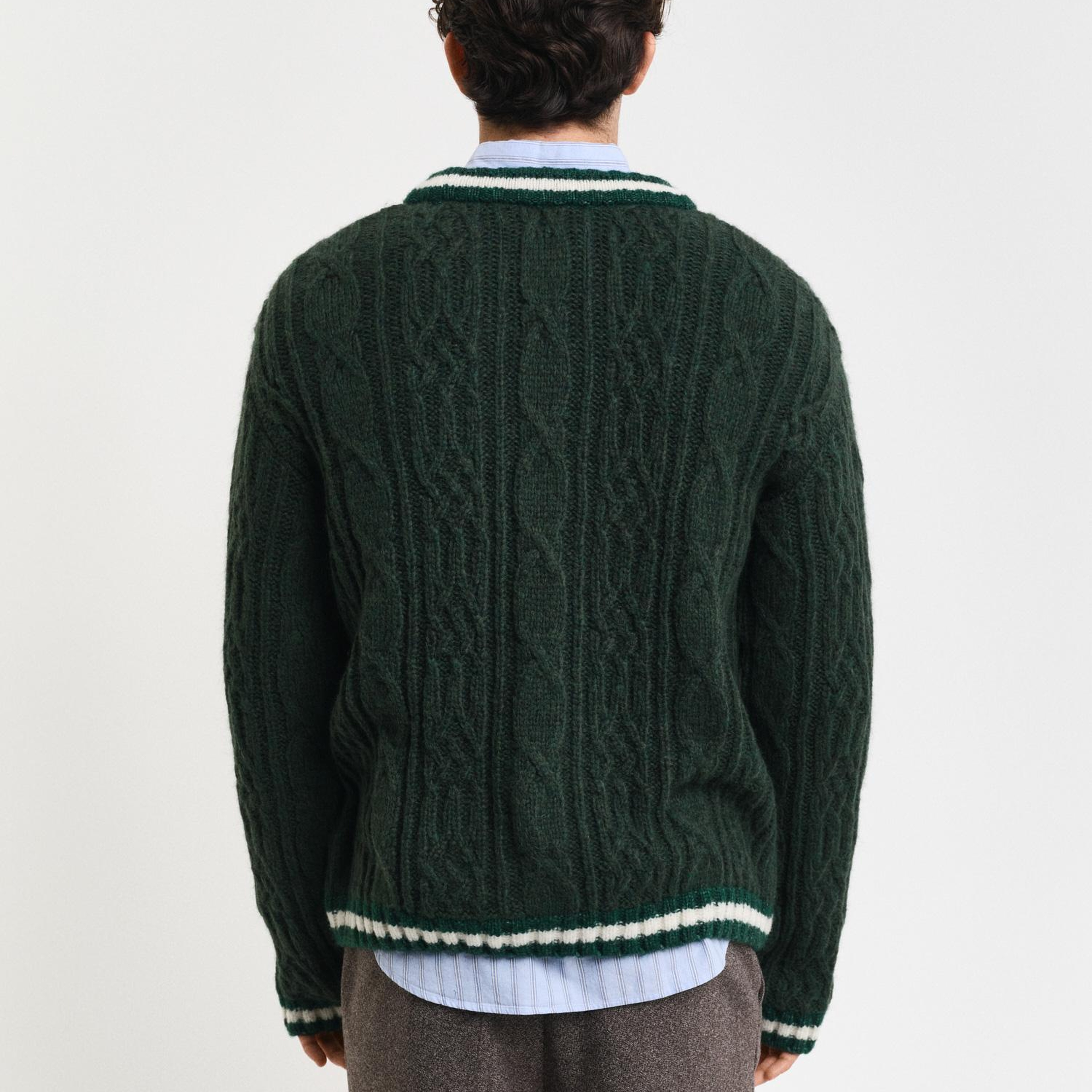 GANT Erkek Yeşil Regular Fit V Yaka Logolu Hırka