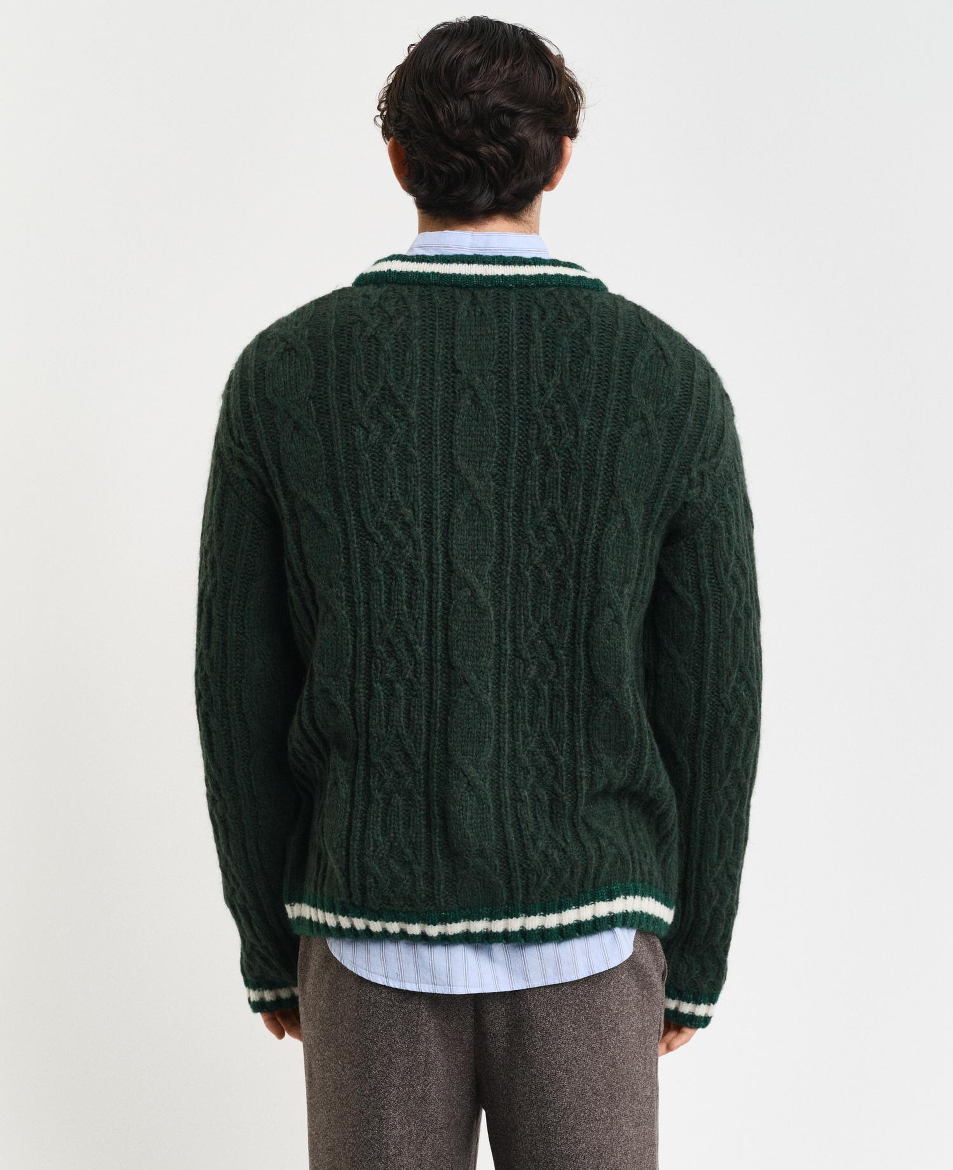 GANT Erkek Yeşil Regular Fit V Yaka Logolu Hırka