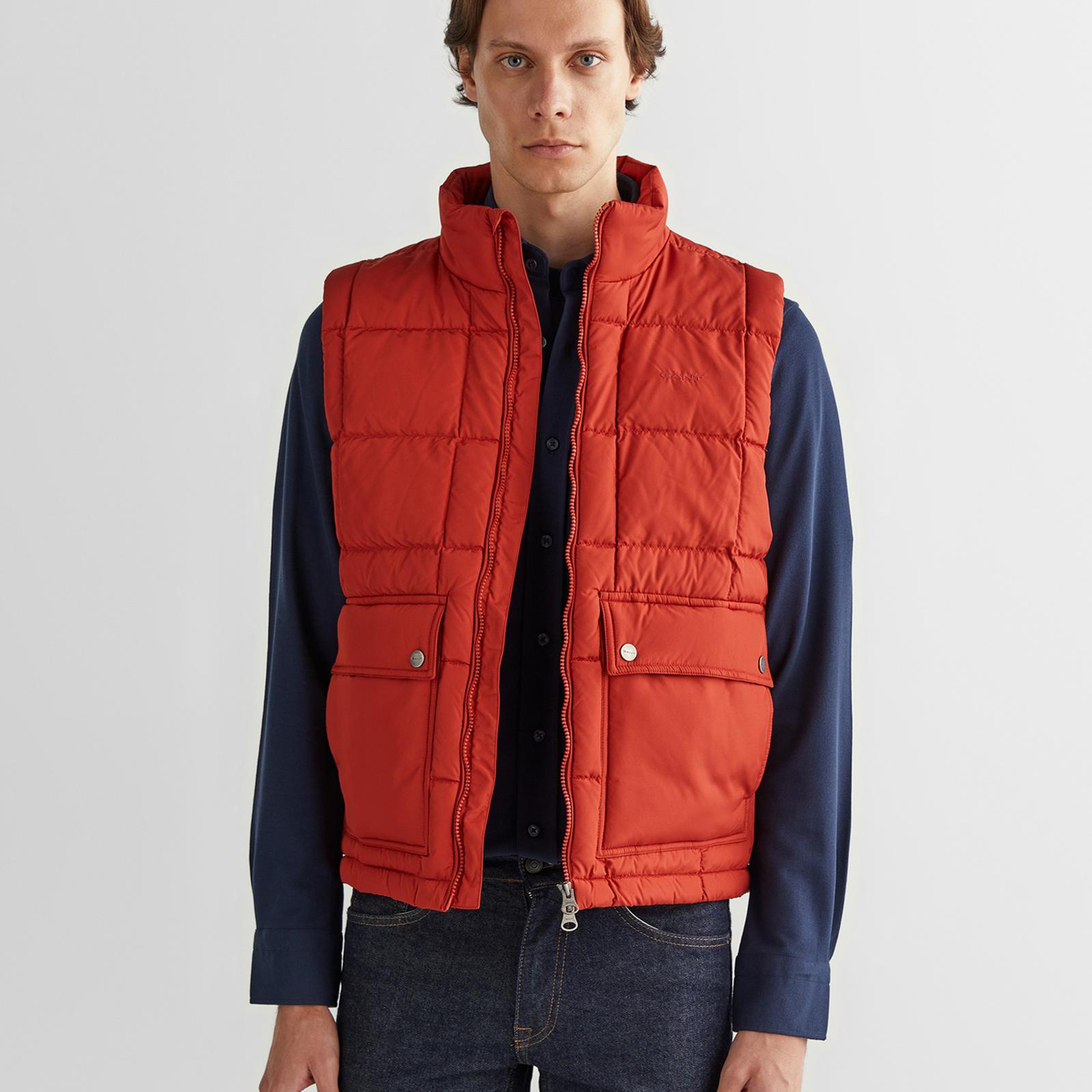 GANT Erkek Kırmızı Dik Yaka Kaz Tüyü Yelek