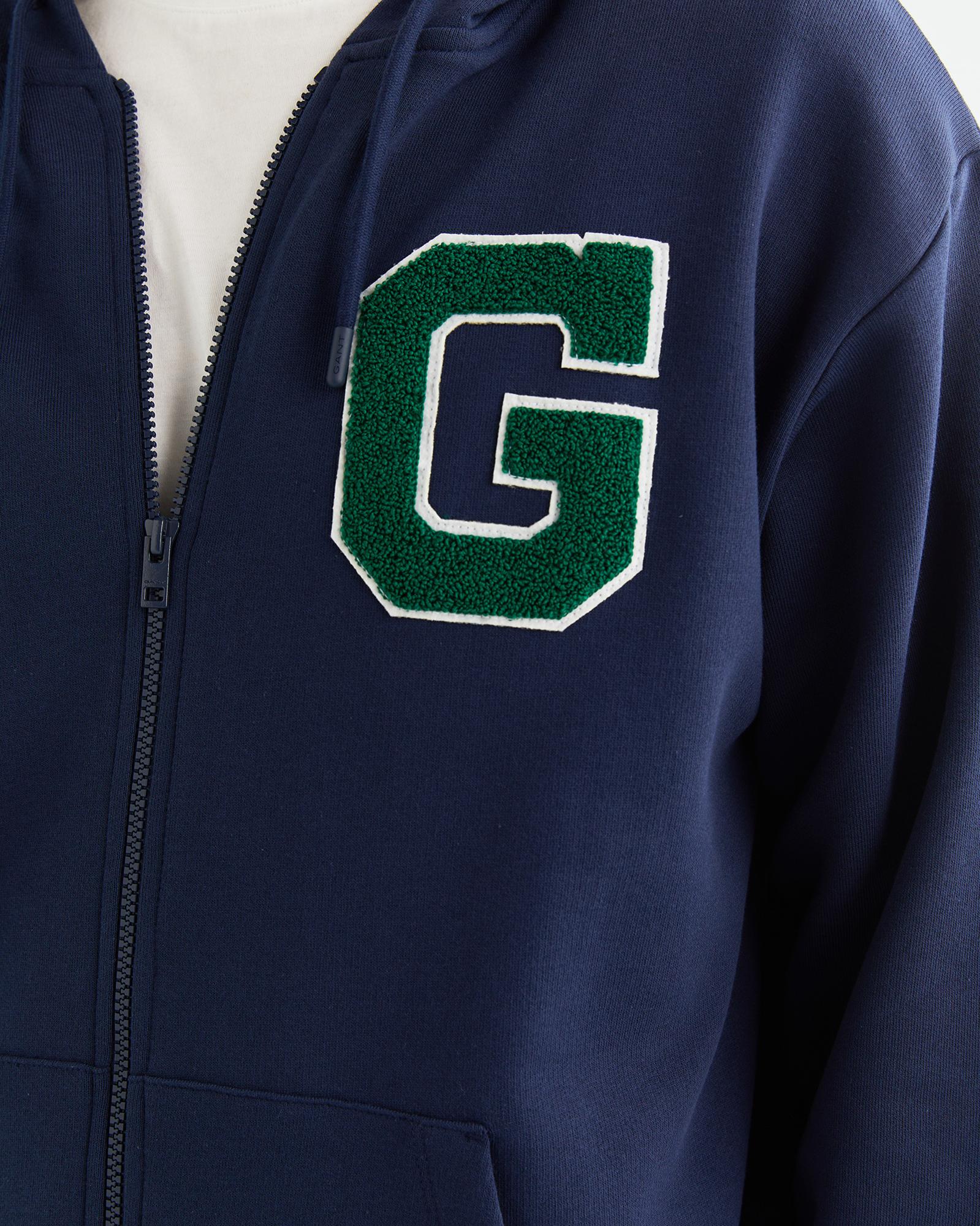 GANT Erkek Lacivert Relaxed Fit Kapüşonlu Logolu Sweatshirt