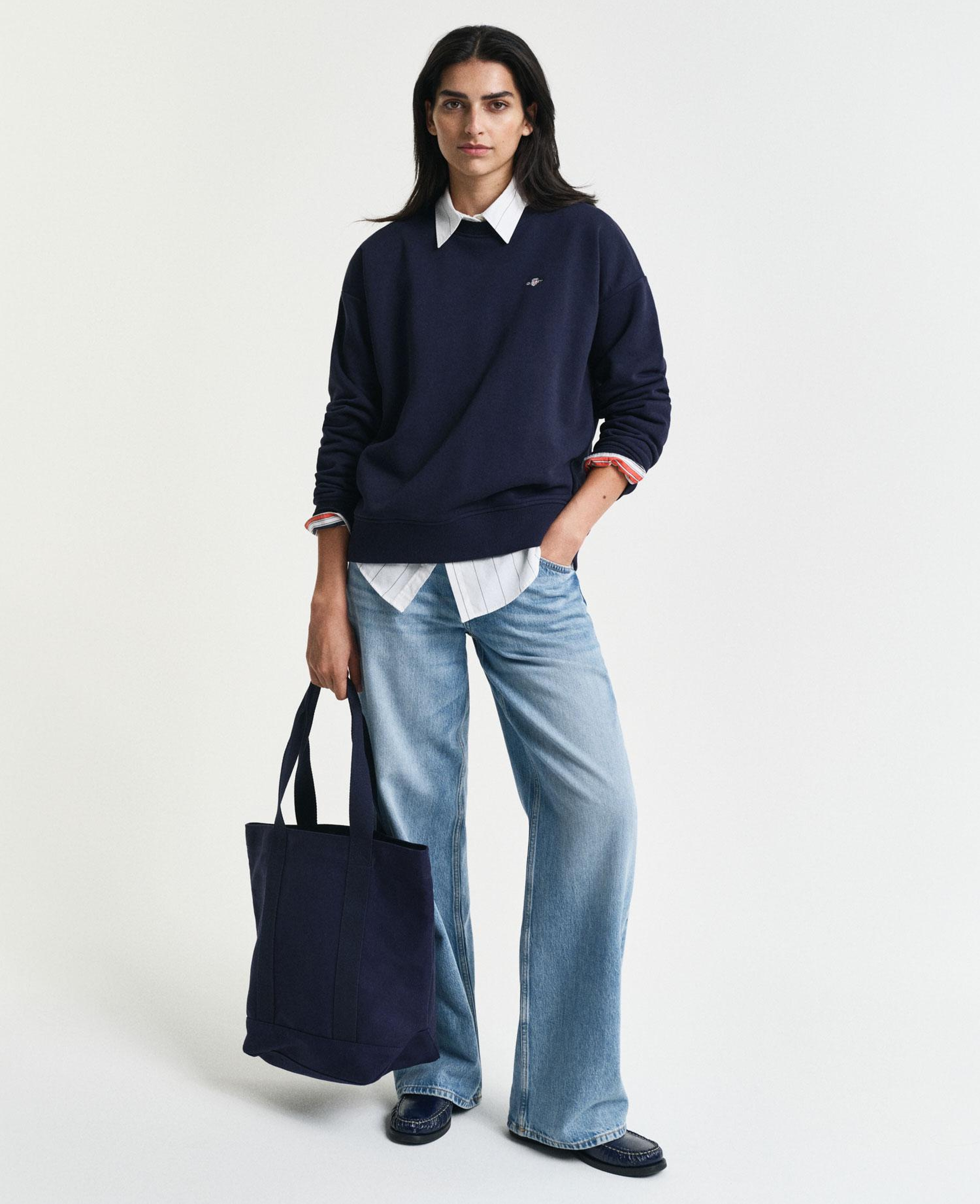 GANT Kadın Lacivert Relaxed Fit Bisiklet Yaka Sweatshirt