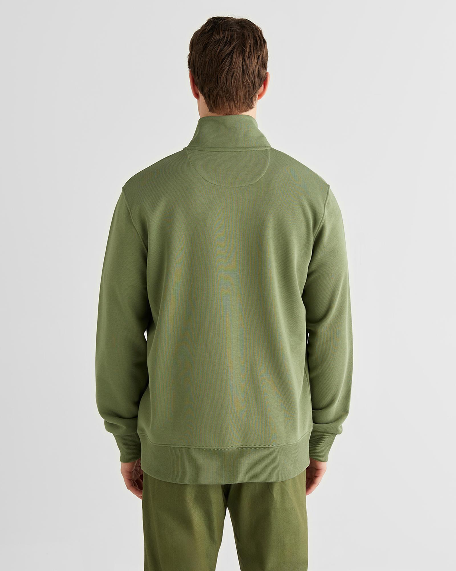 GANT Erkek Yeşil Fermuarlı Logolu Sweatshirt