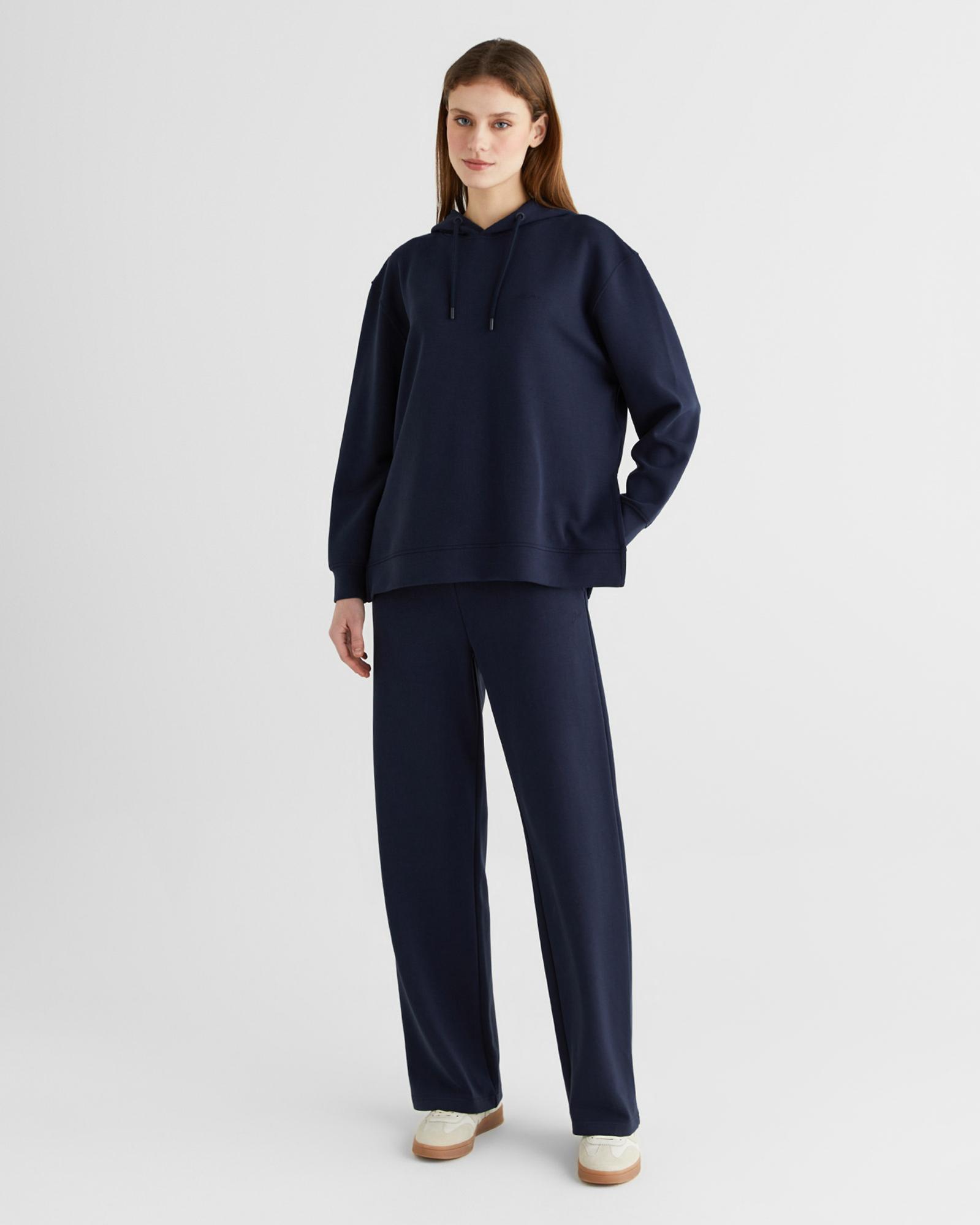 GANT Kadın Lacivert Oversize Fit Kapüşonlu Sweatshirt