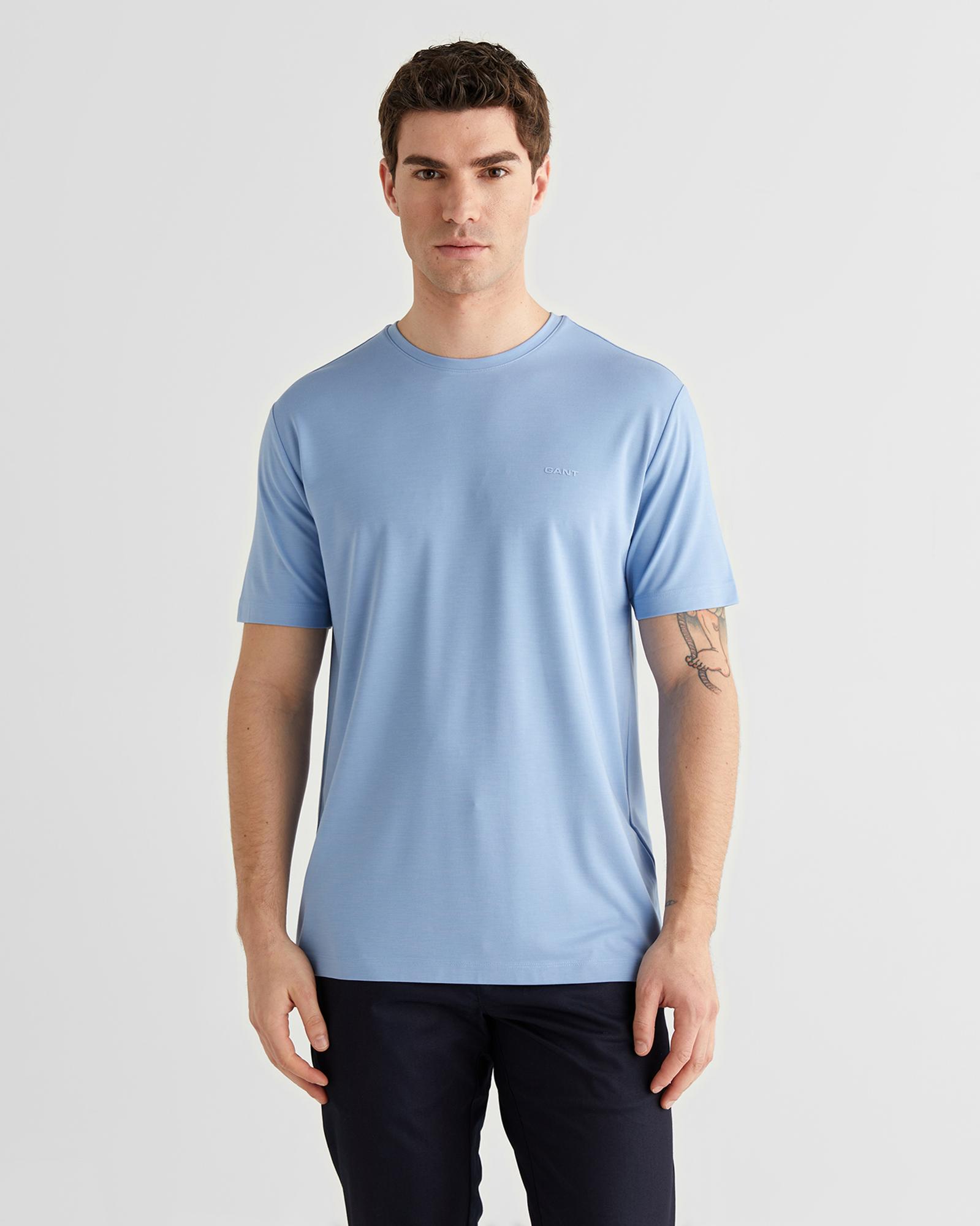 GANT Erkek Mavi Baskılı Kısa Kollu T-Shirt