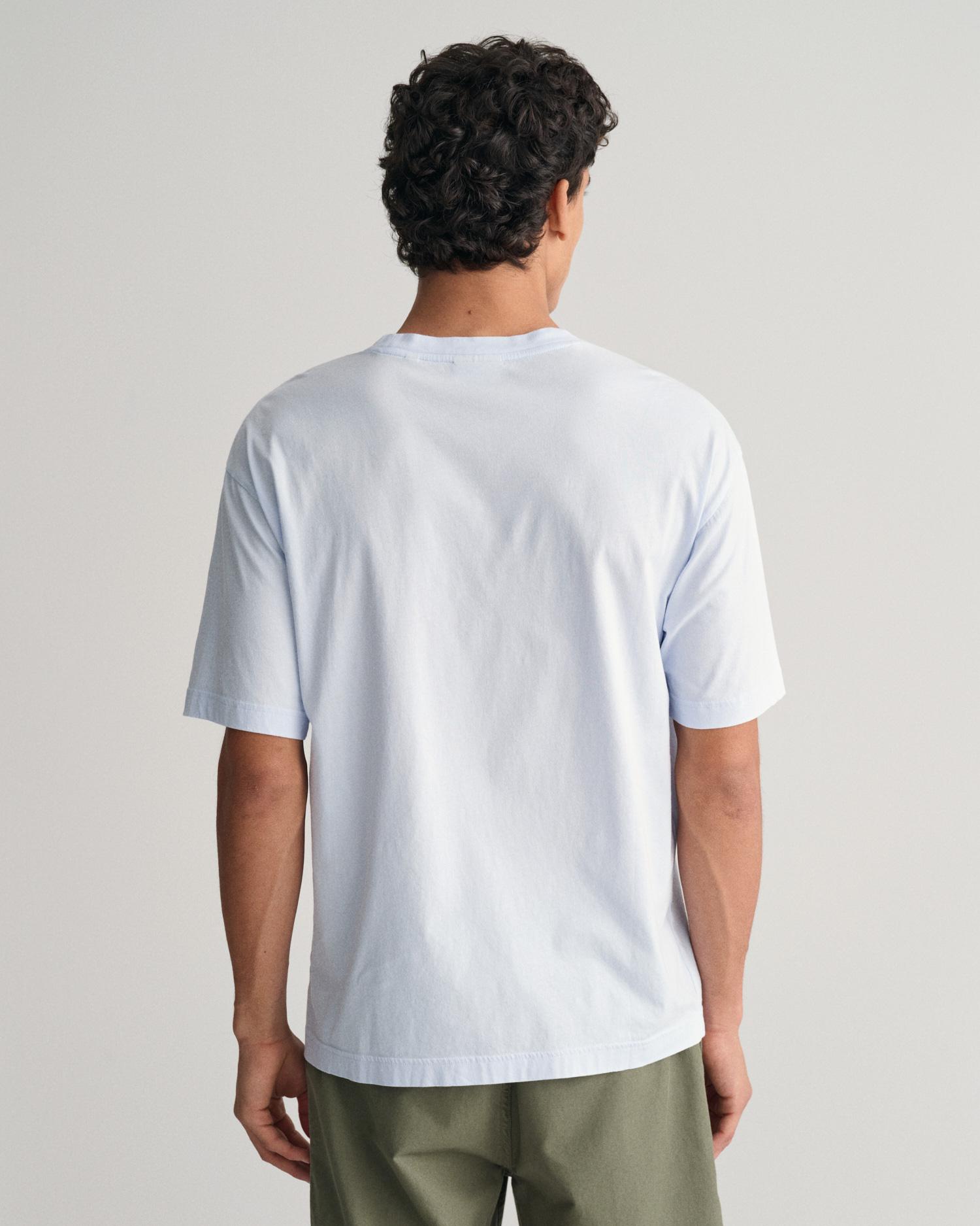 GANT Erkek Mavi Regular Fit Bisiklet Yaka Baskılı T-shirt