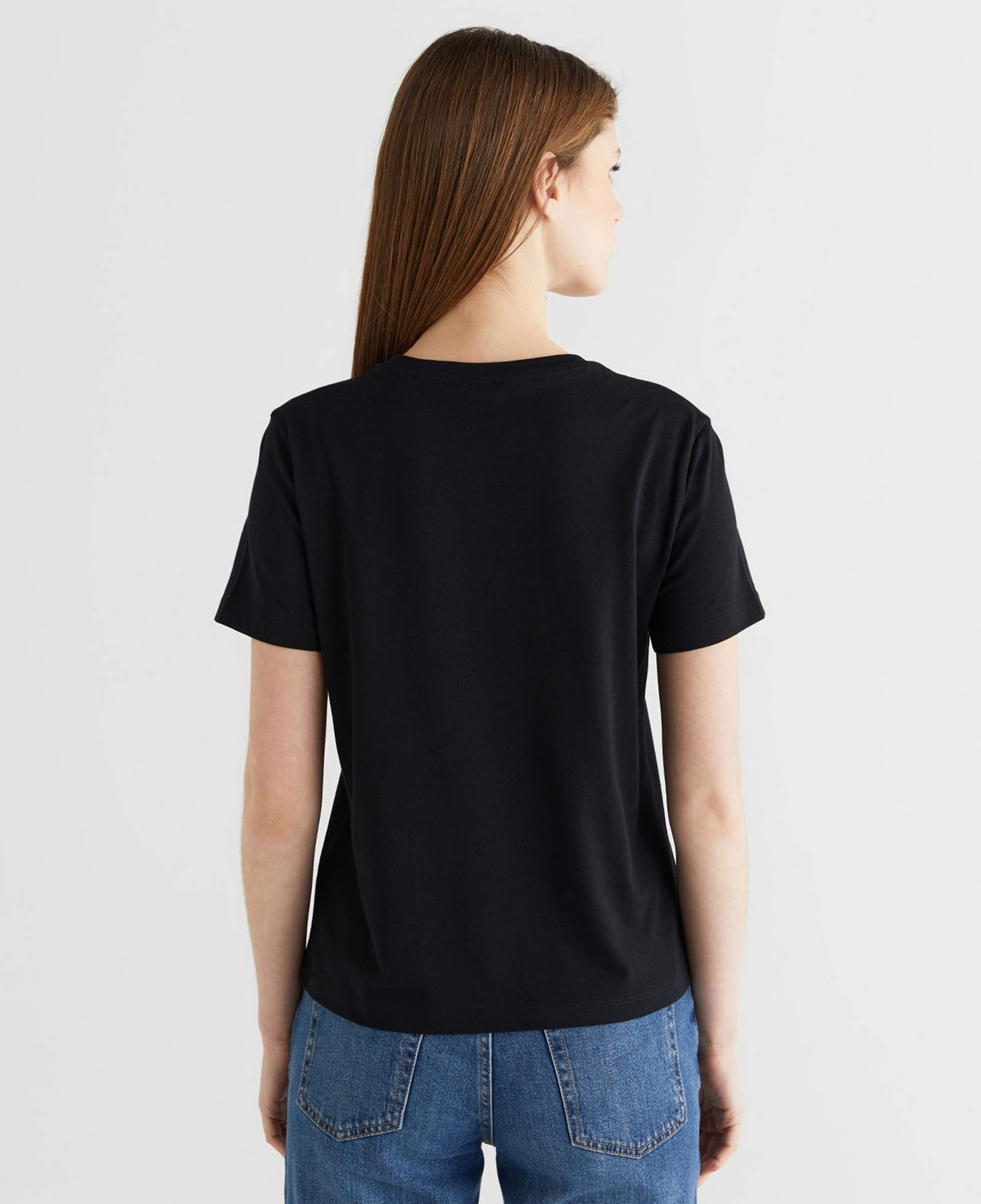 GANT Kadın Siyah Bisiklet Yaka Regular Fit Logolu T-Shirt