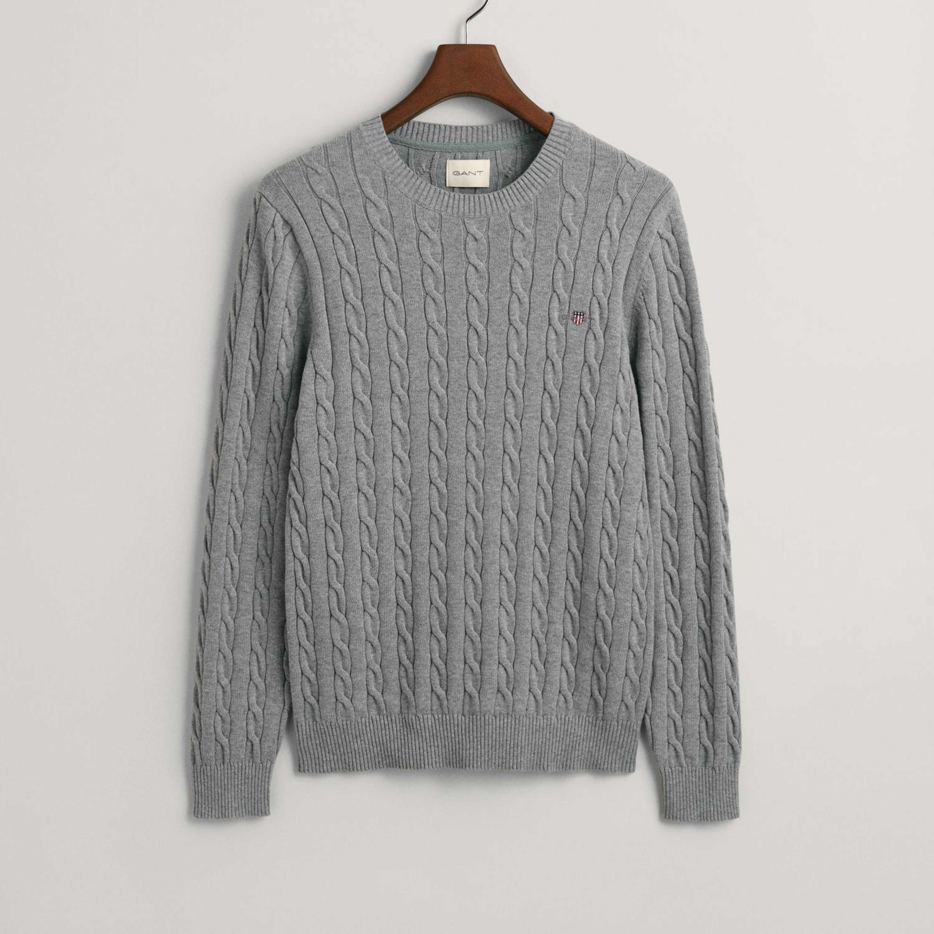 GANT Erkek Gri Regular Fit Bisiklet Yaka Örgü Kazak