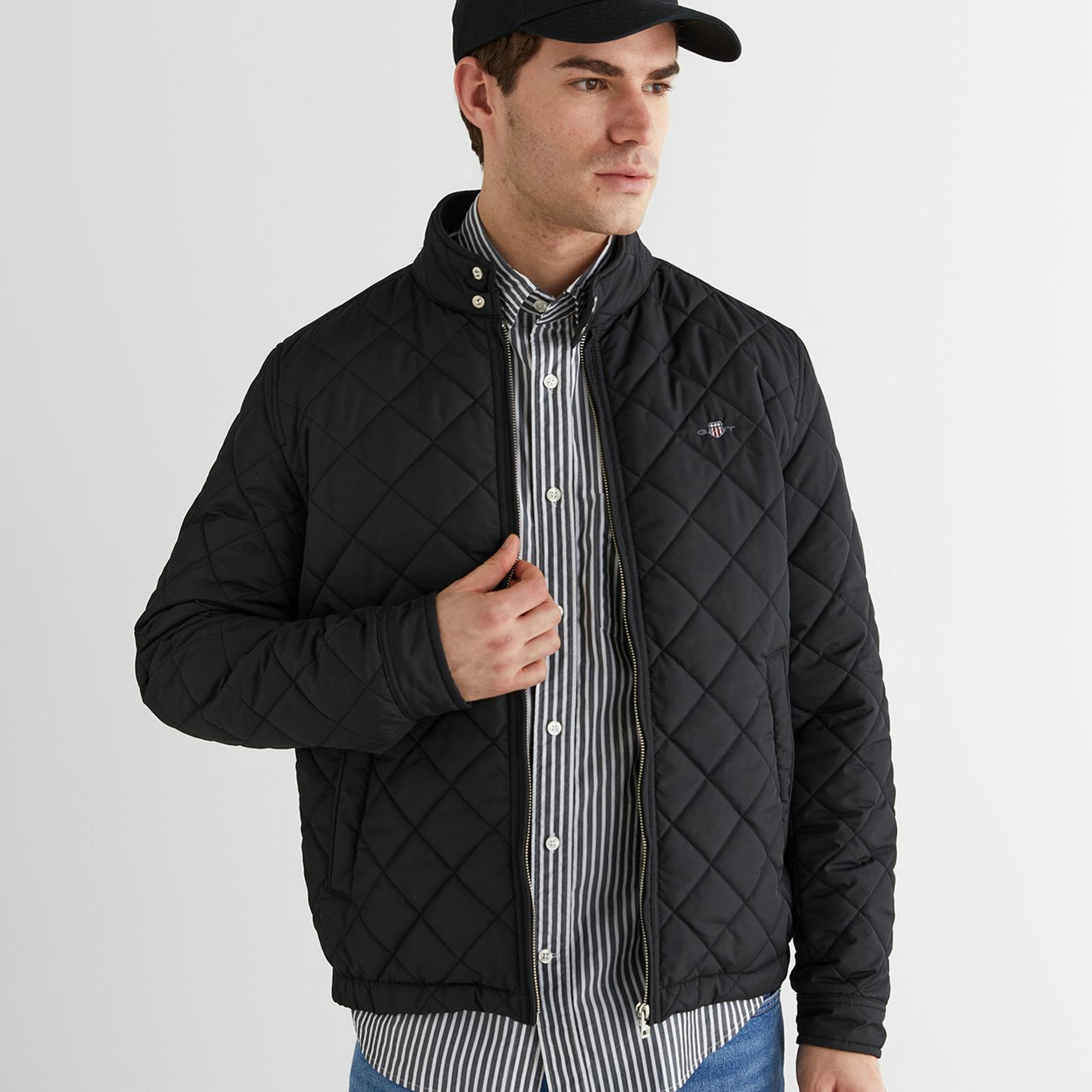 GANT Erkek Siyah Dik Yaka Logolu Ceket