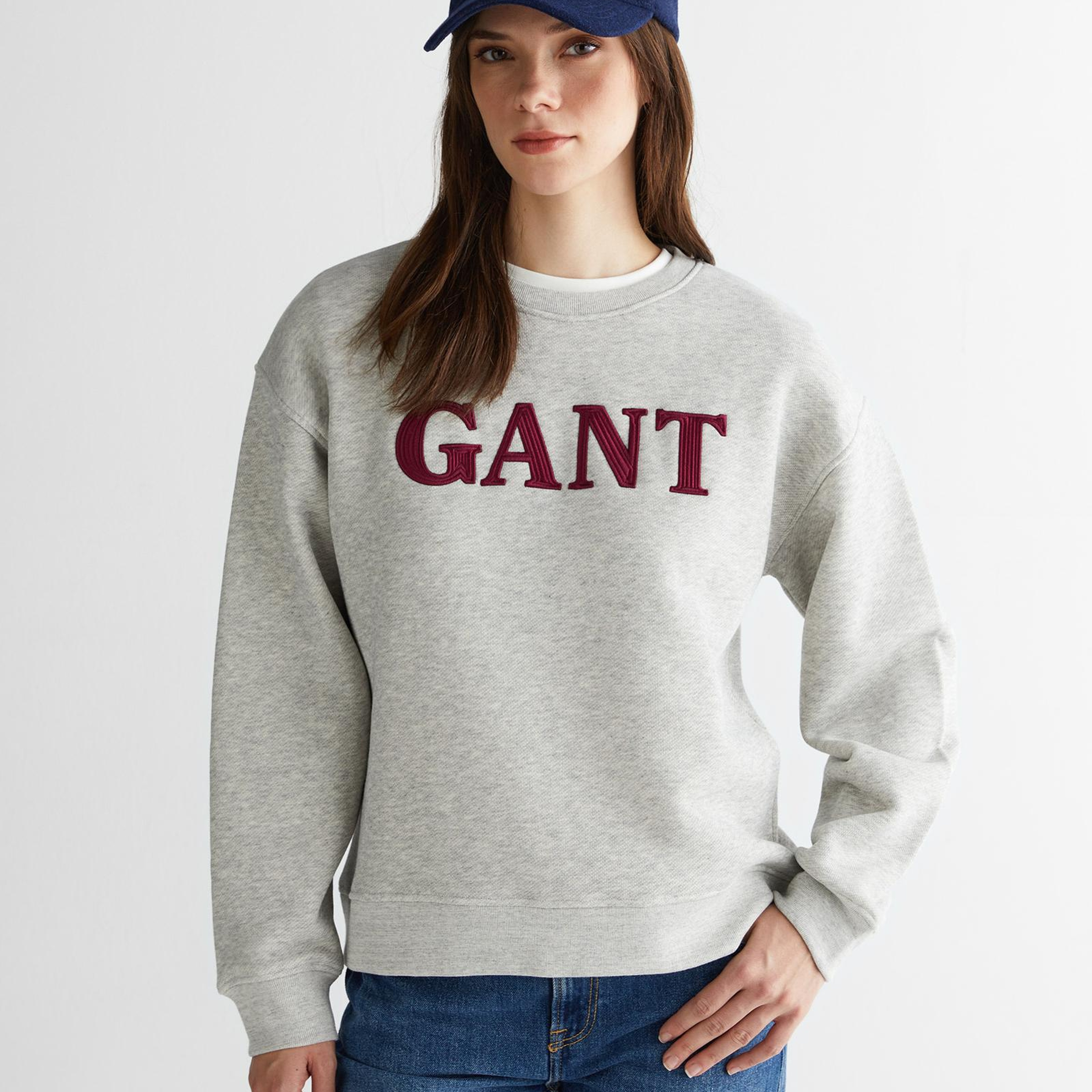 GANT Kadın Gri Relaxed Fit Bisiklet Yaka Sweatshirt
