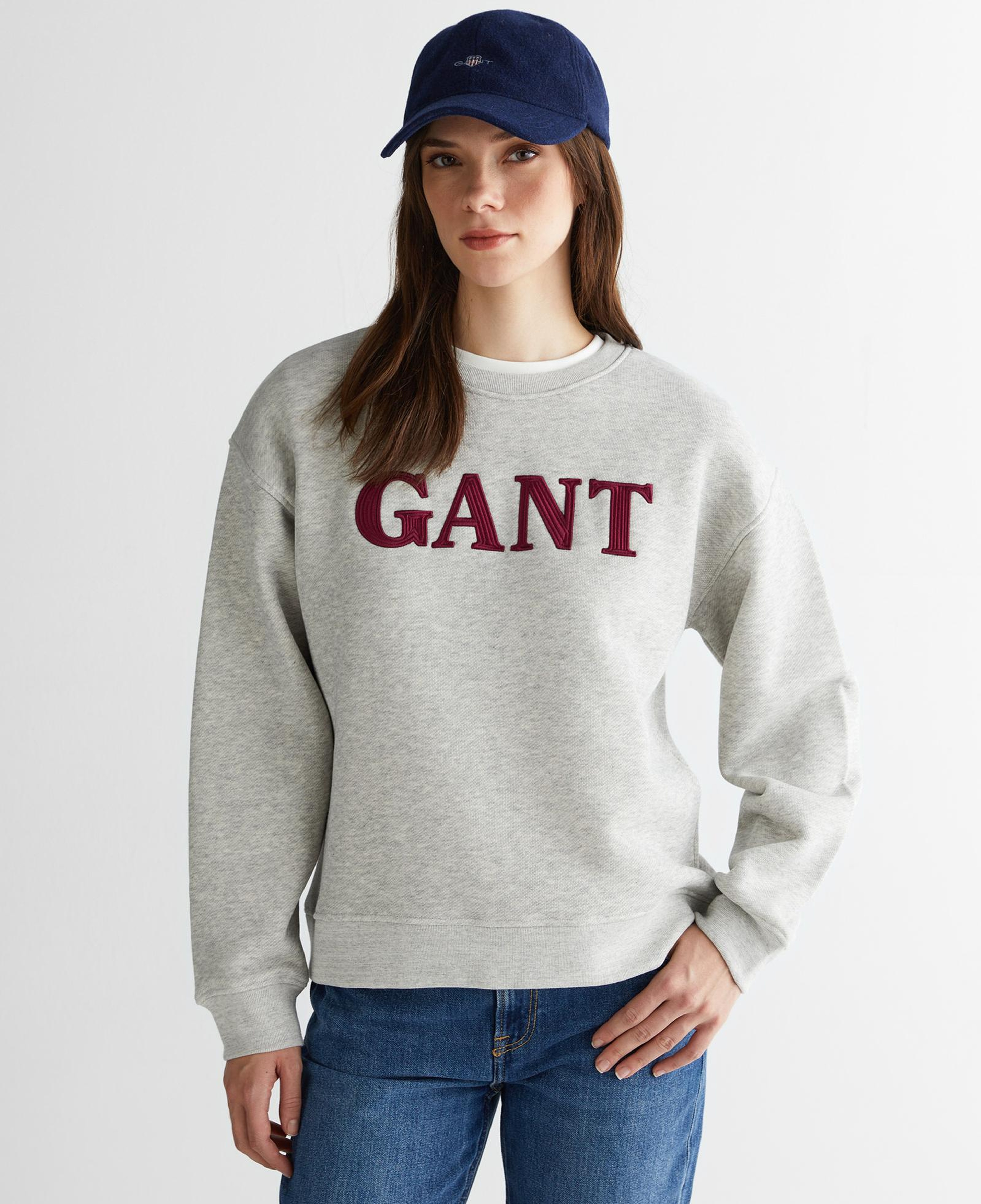 GANT Kadın Gri Relaxed Fit Bisiklet Yaka Sweatshirt
