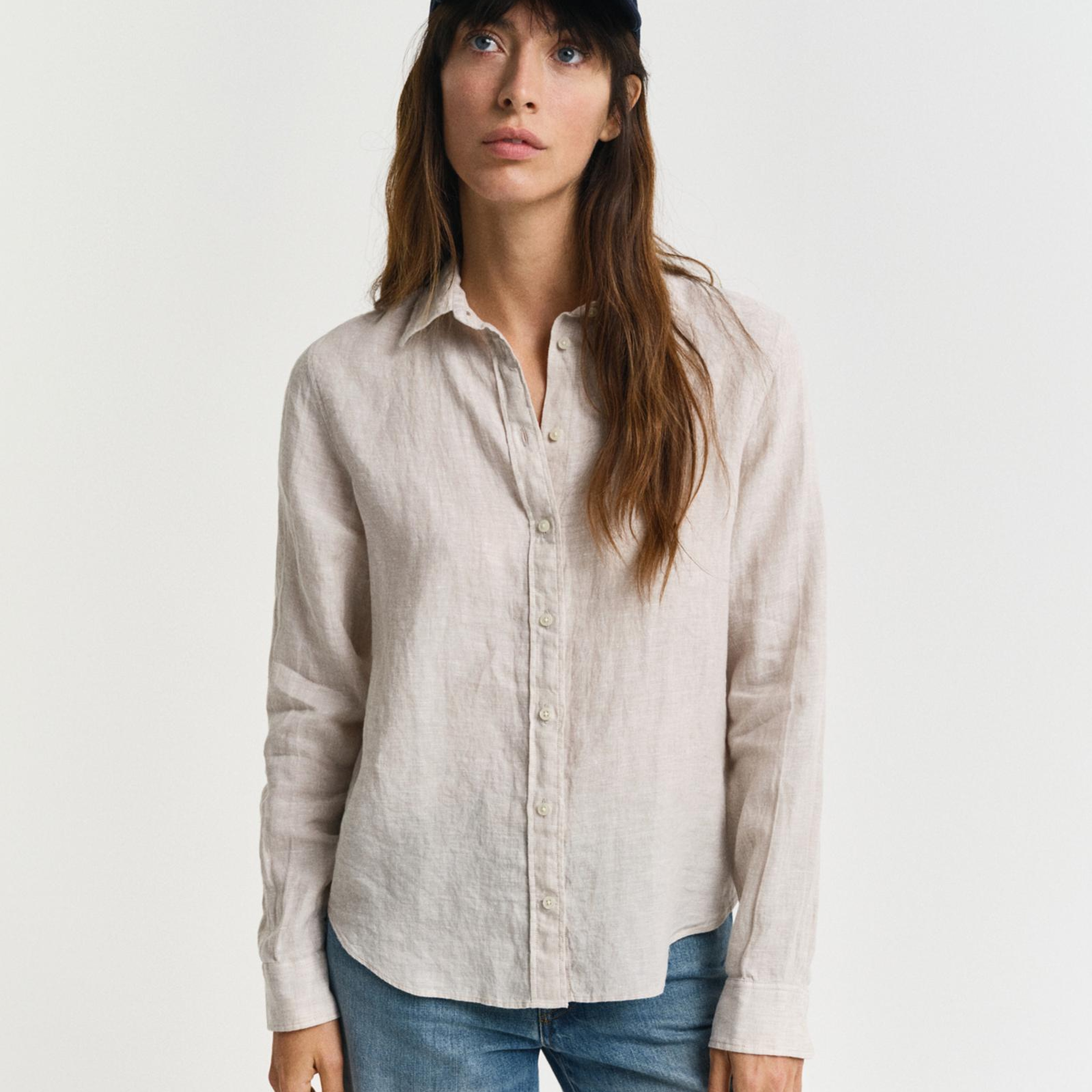 GANT Kadın Bej Regular Fit Klasik Yaka Gömlek