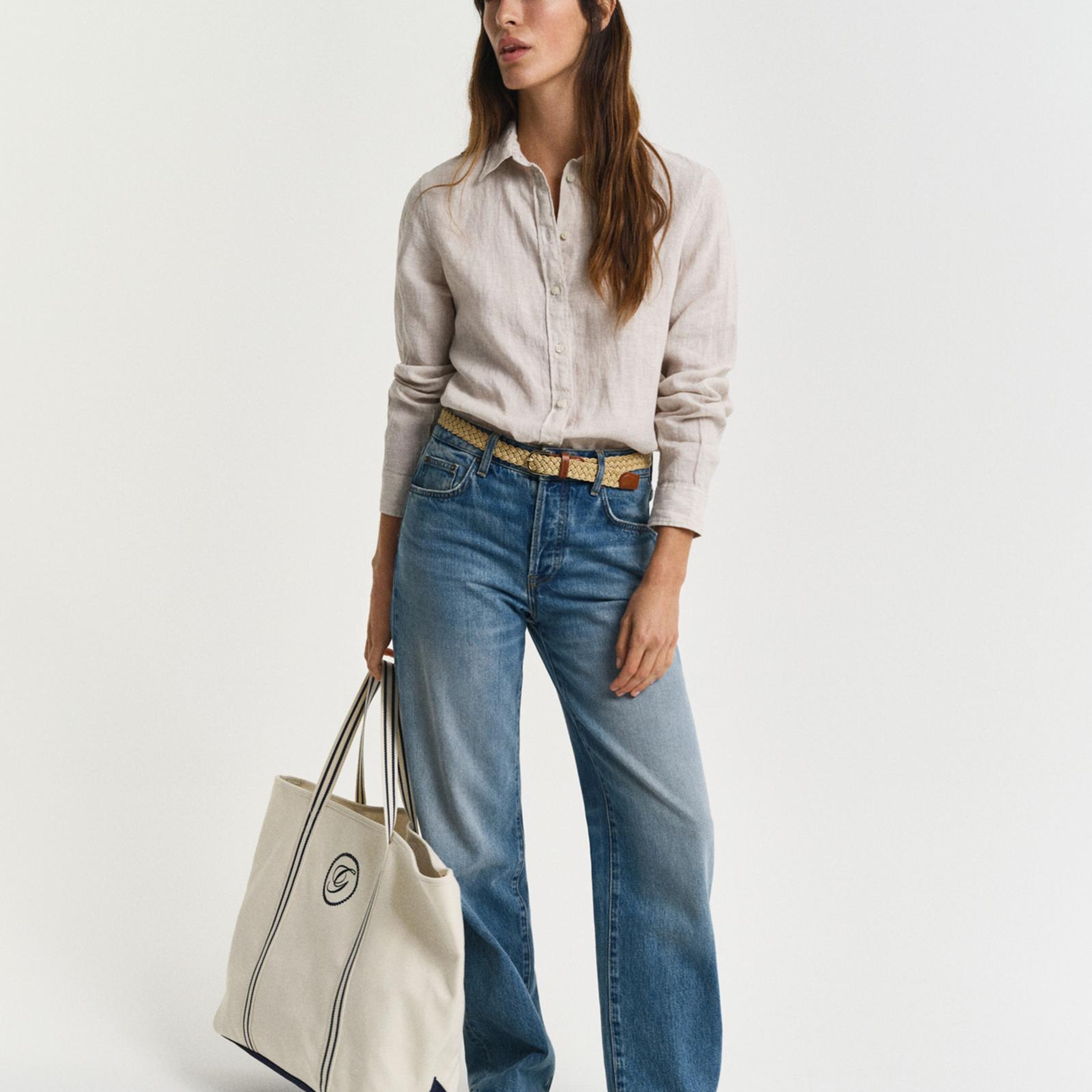 GANT Kadın Bej Regular Fit Klasik Yaka Gömlek