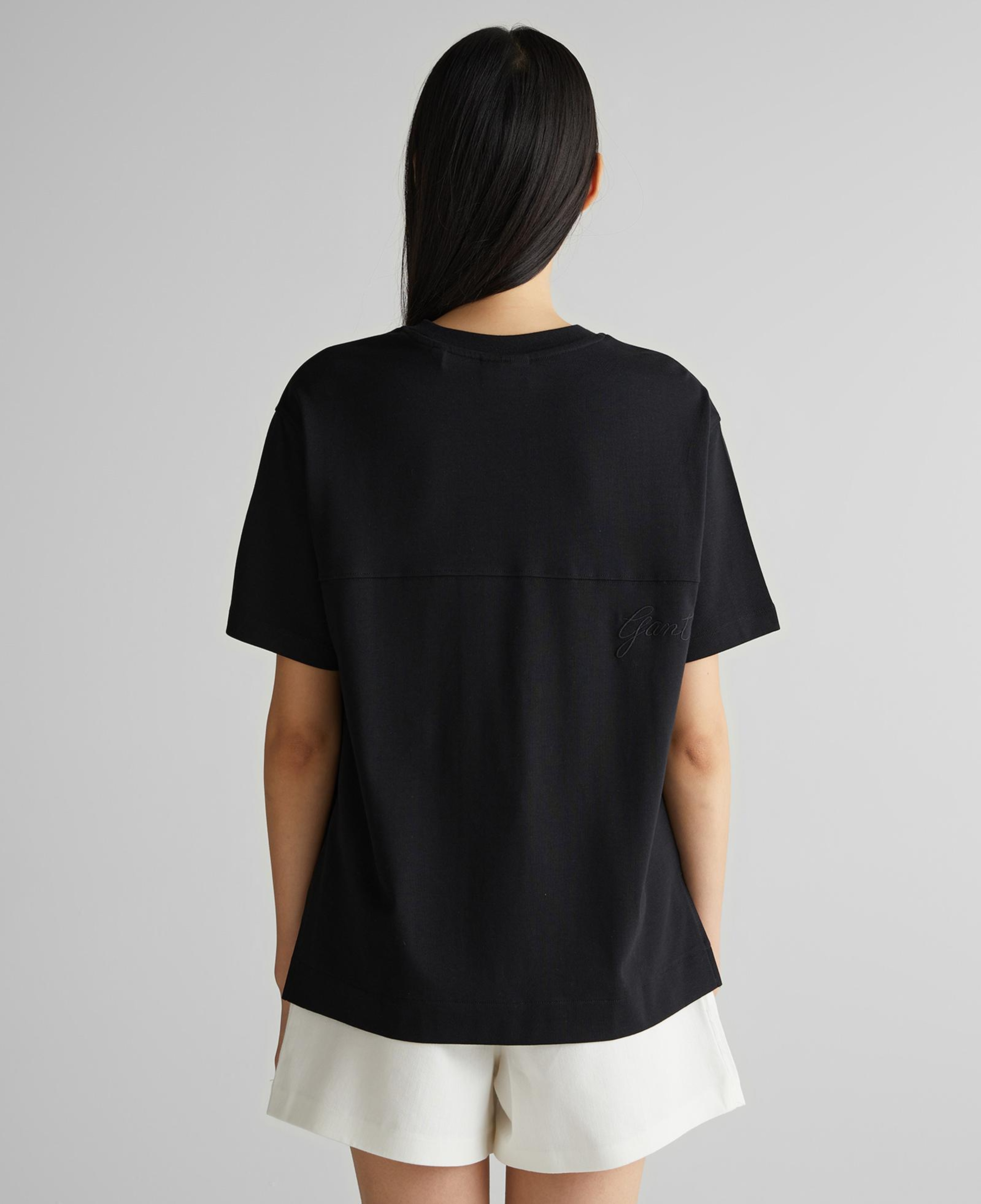 GANT Kadın Siyah Bisiklet Yaka Logolu T-Shirt