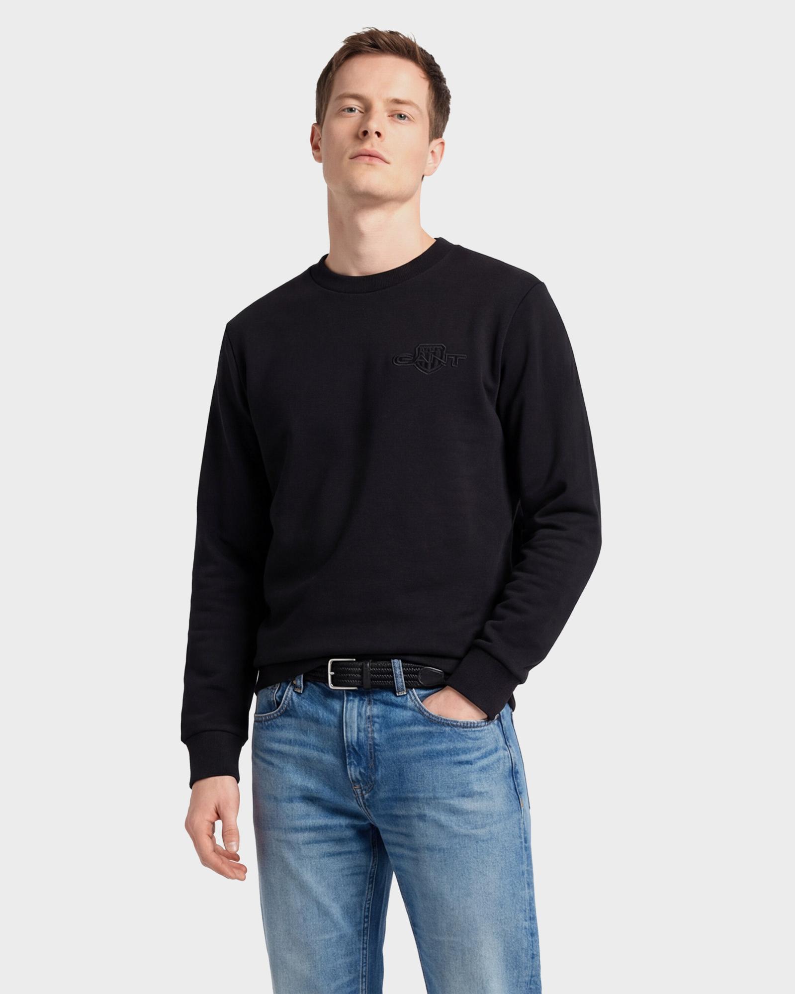 GANT Erkek Siyah Regular Fit Sweatshirt
