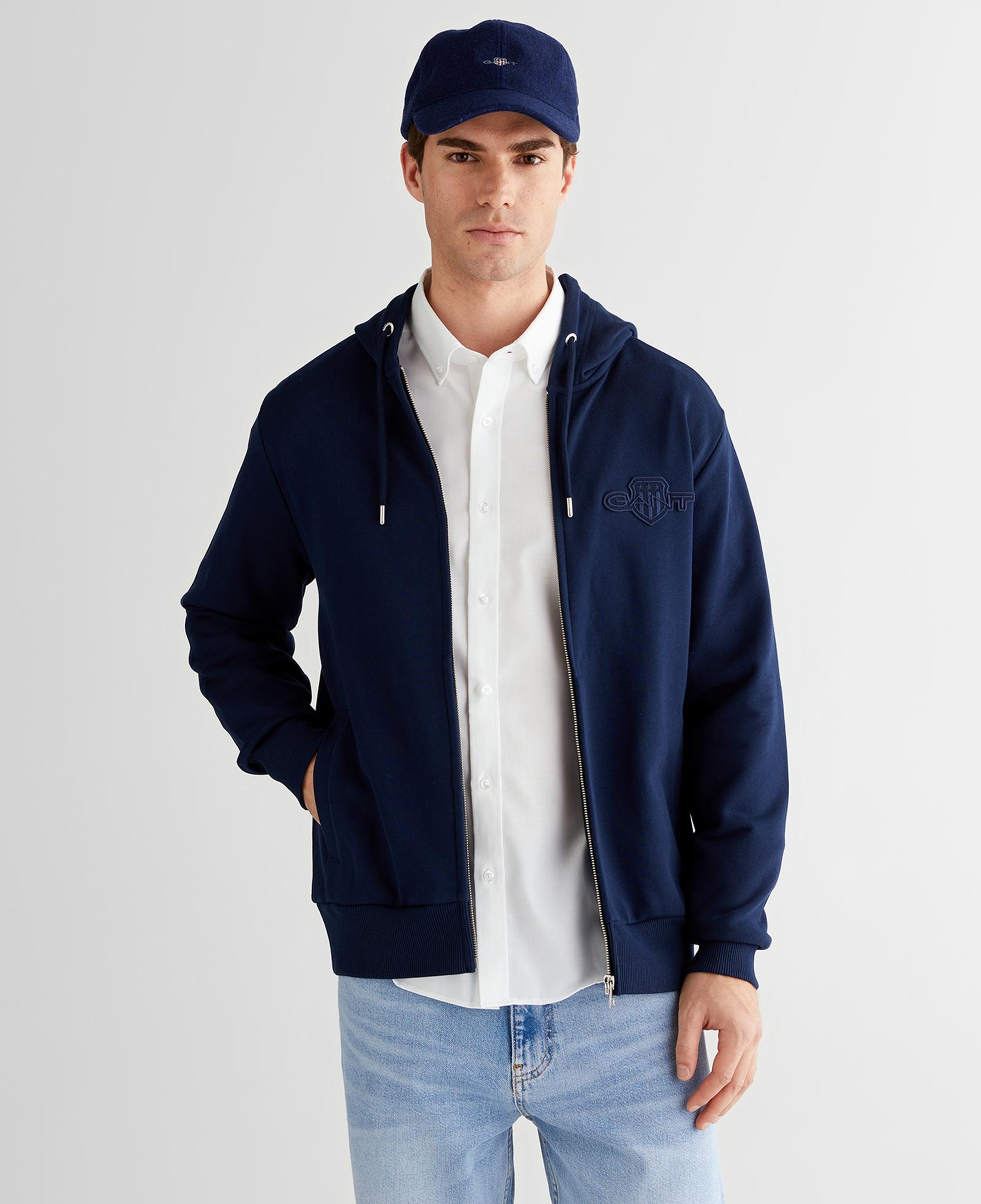 GANT Erkek Lacivert Regular Fit Kapüşonlu Sweatshirt