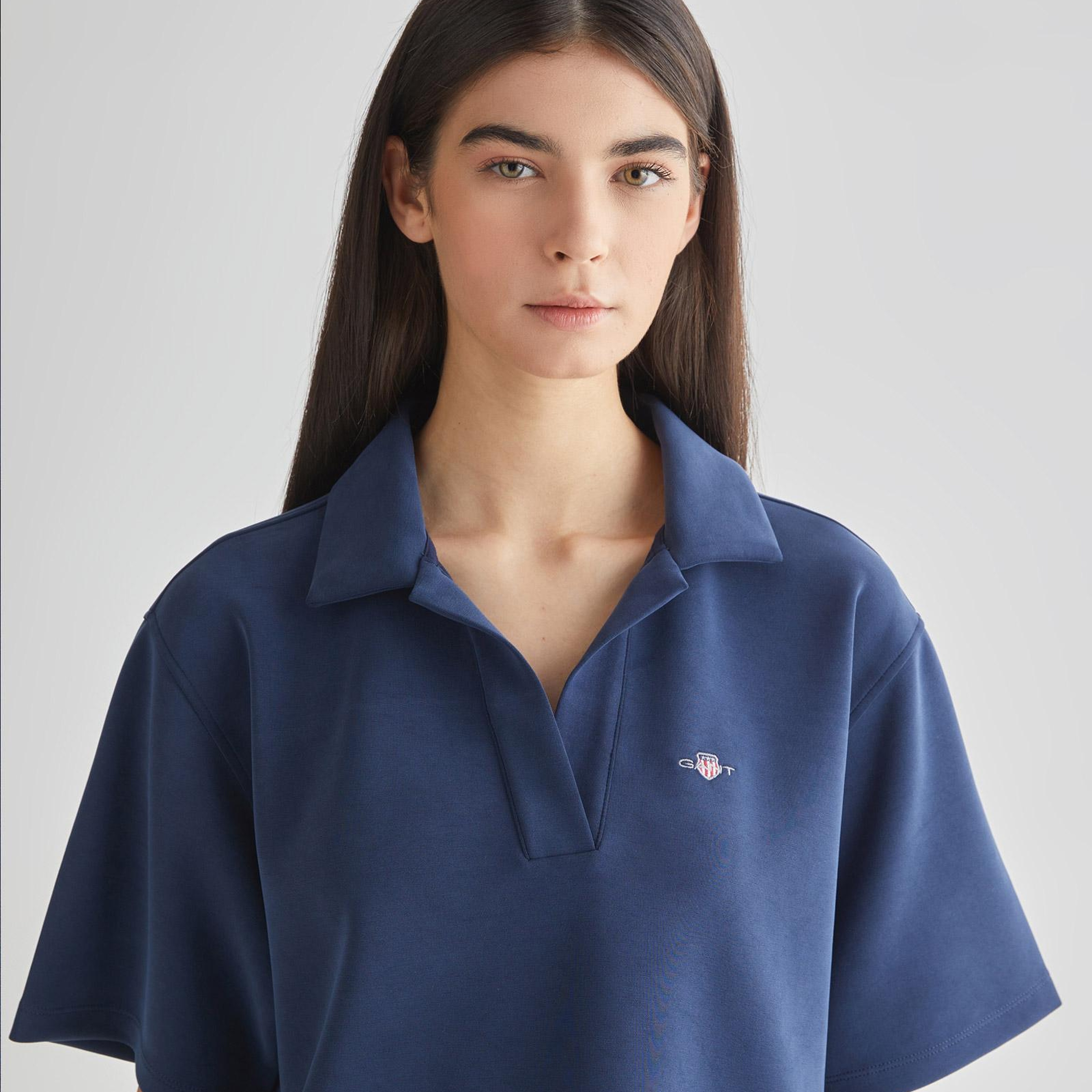 GANT Kadın Lacivert Oversize Fit Logolu Polo