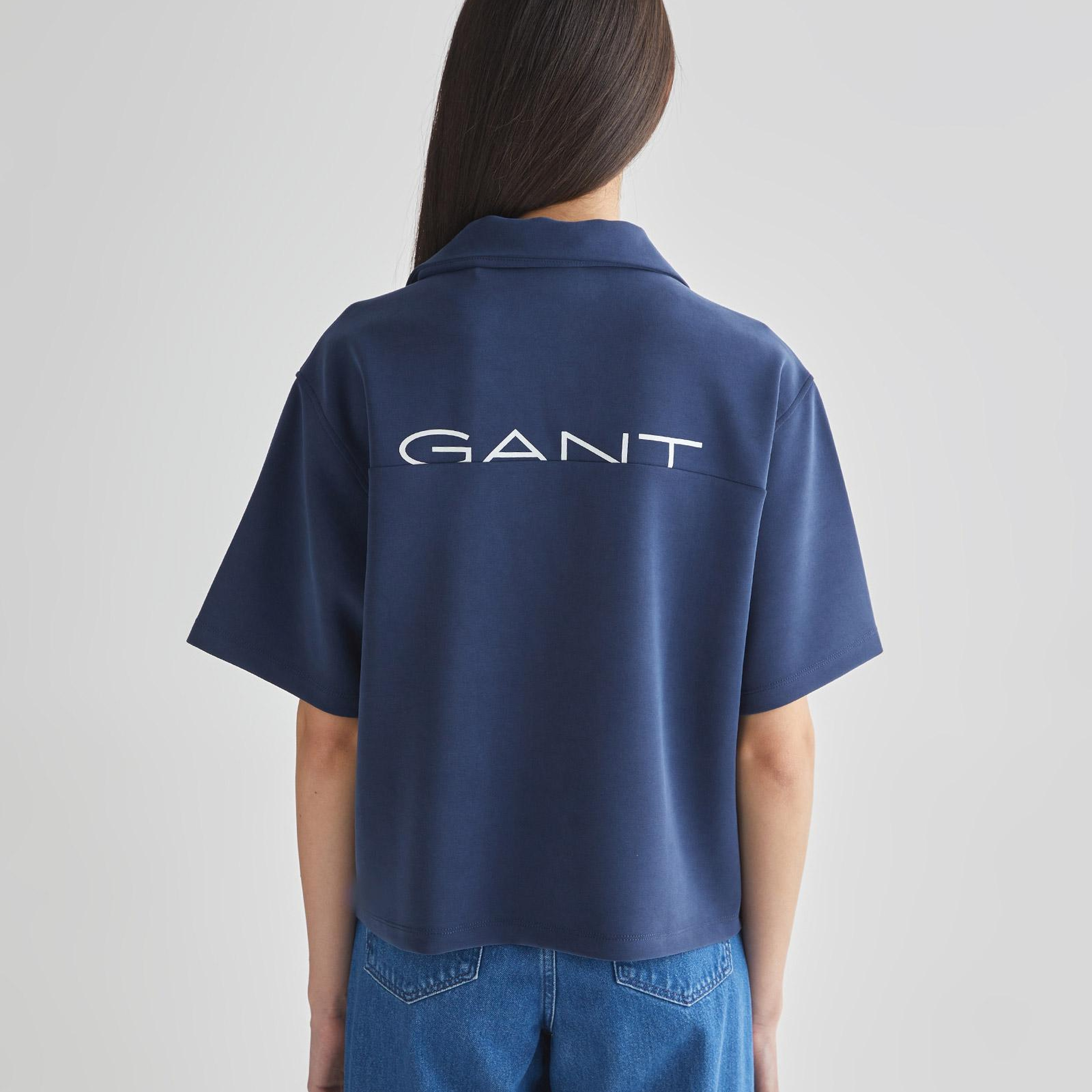 GANT Kadın Lacivert Oversize Fit Logolu Polo