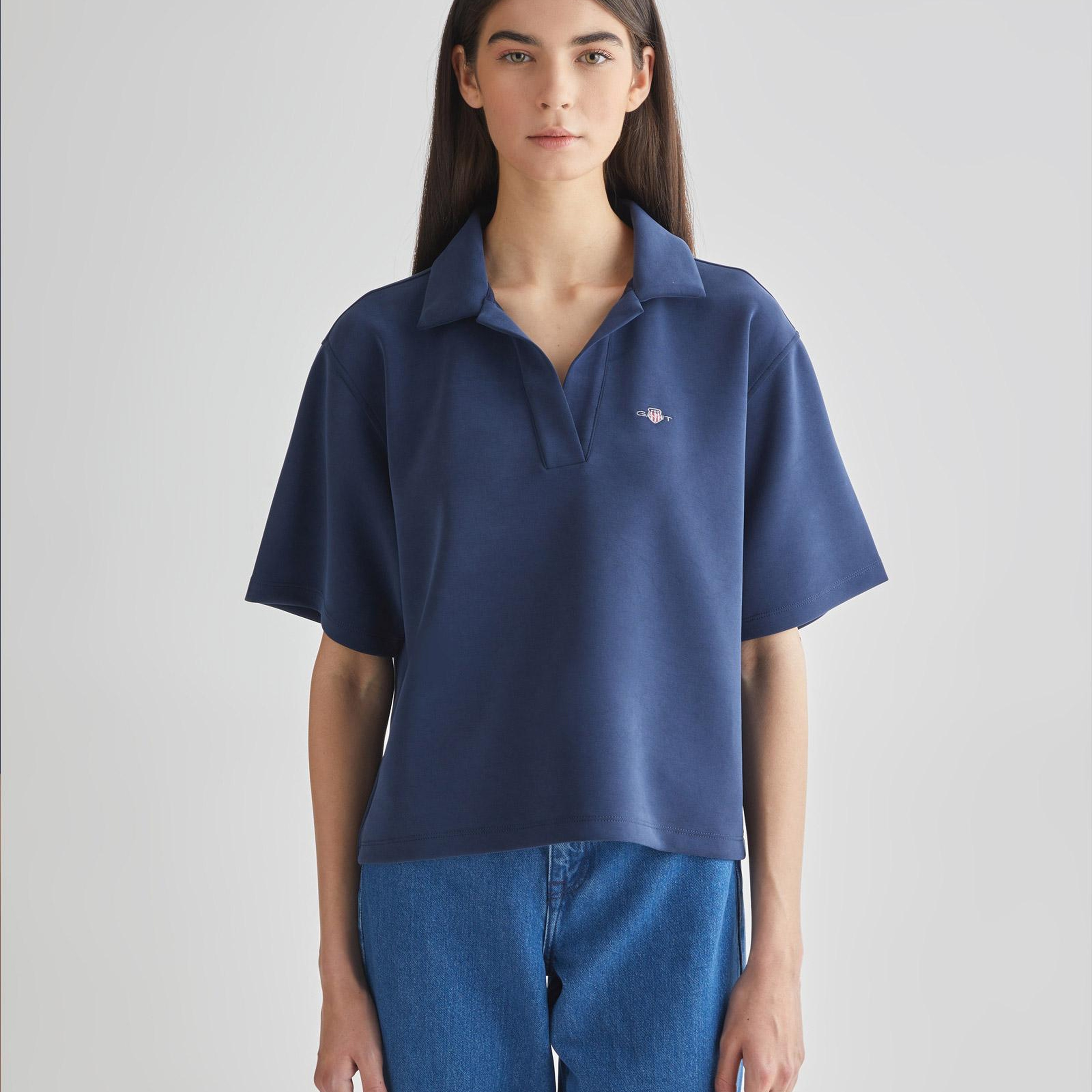 GANT Kadın Lacivert Oversize Fit Logolu Polo