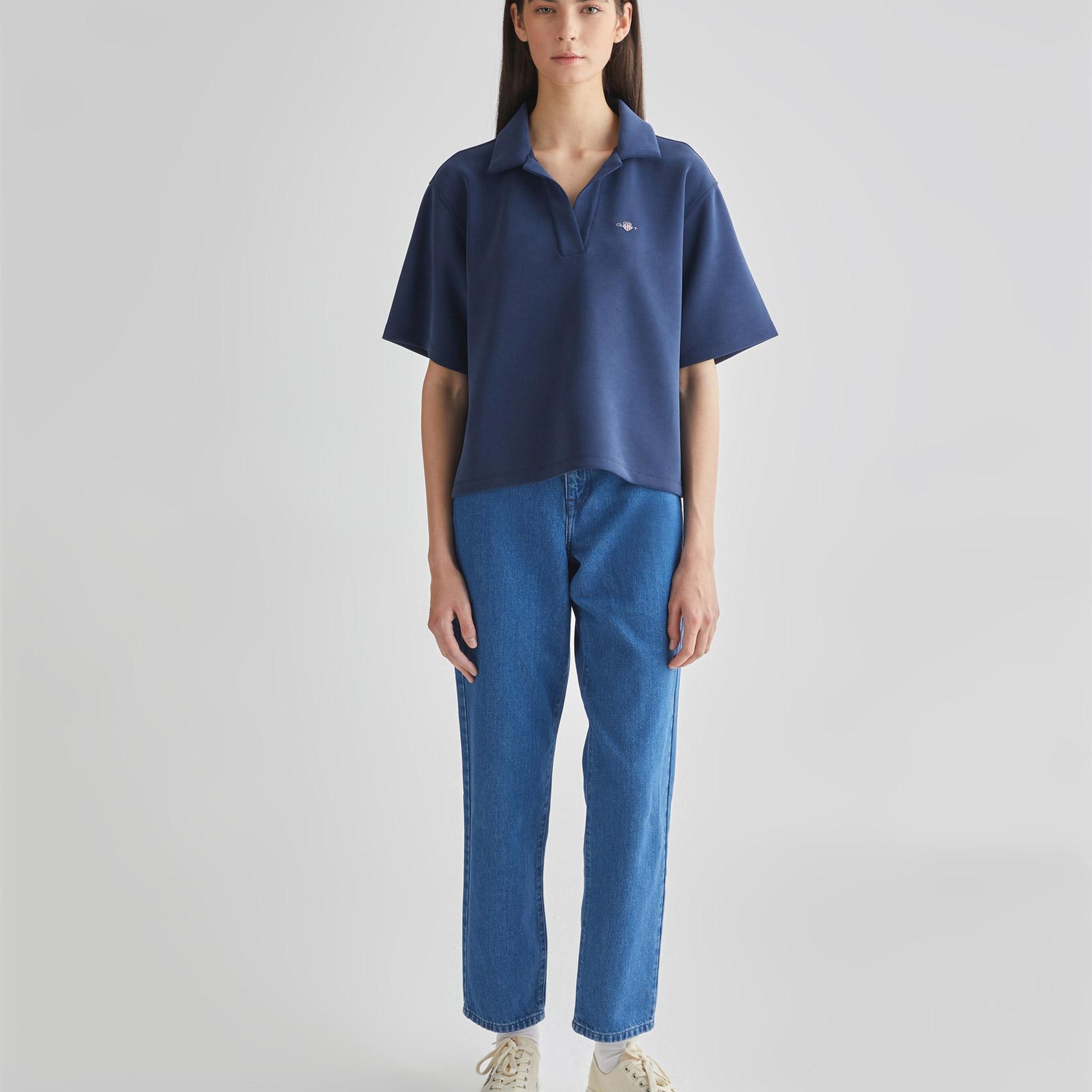 GANT Kadın Lacivert Oversize Fit Logolu Polo