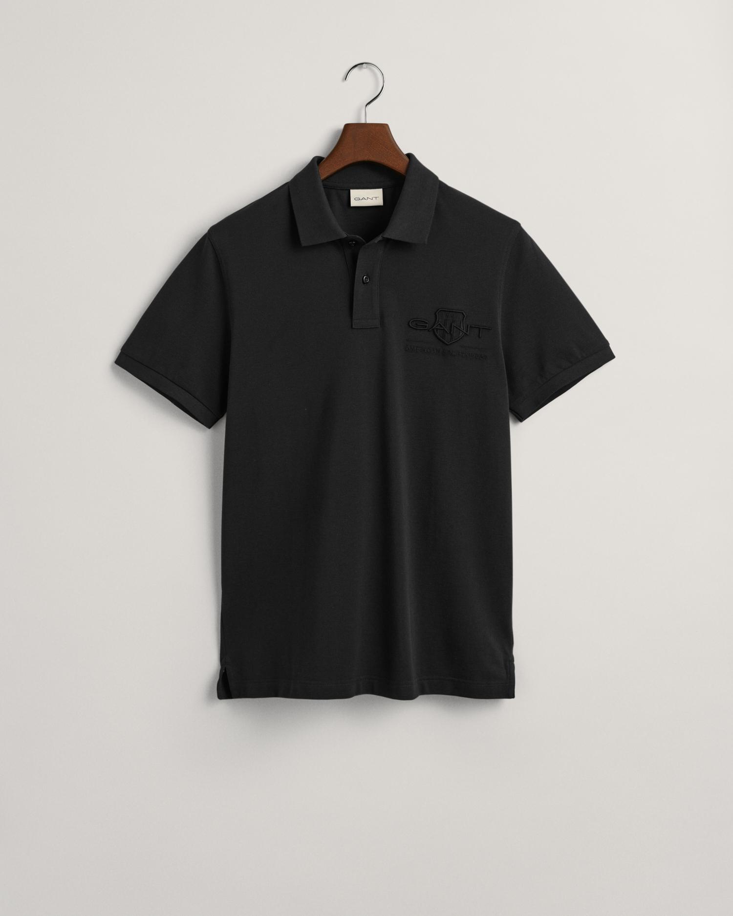 GANT Erkek Siyah Regular Fit Logolu Polo