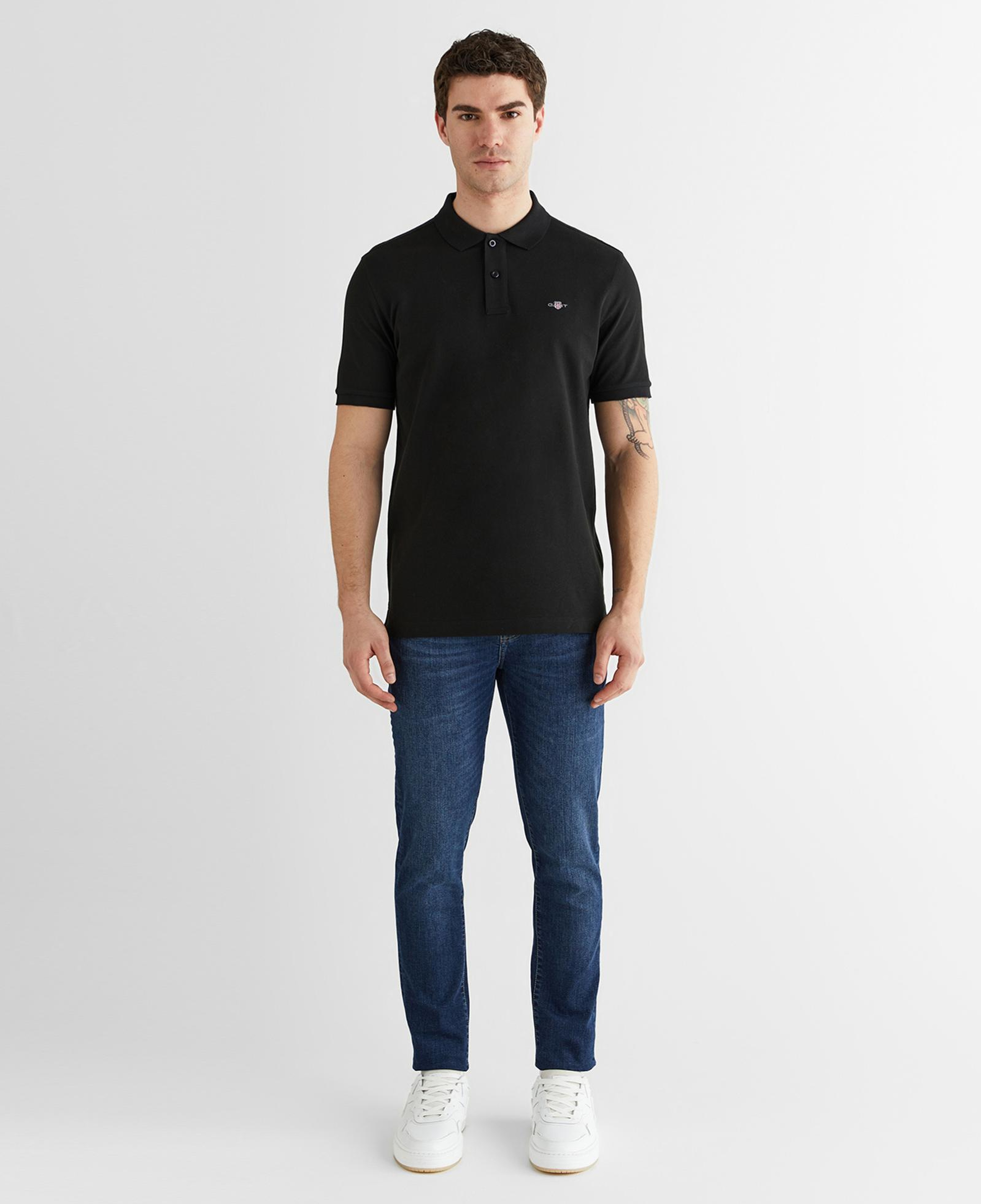 GANT Erkek Siyah Regular Fit Logolu Polo Yaka T-Shirt