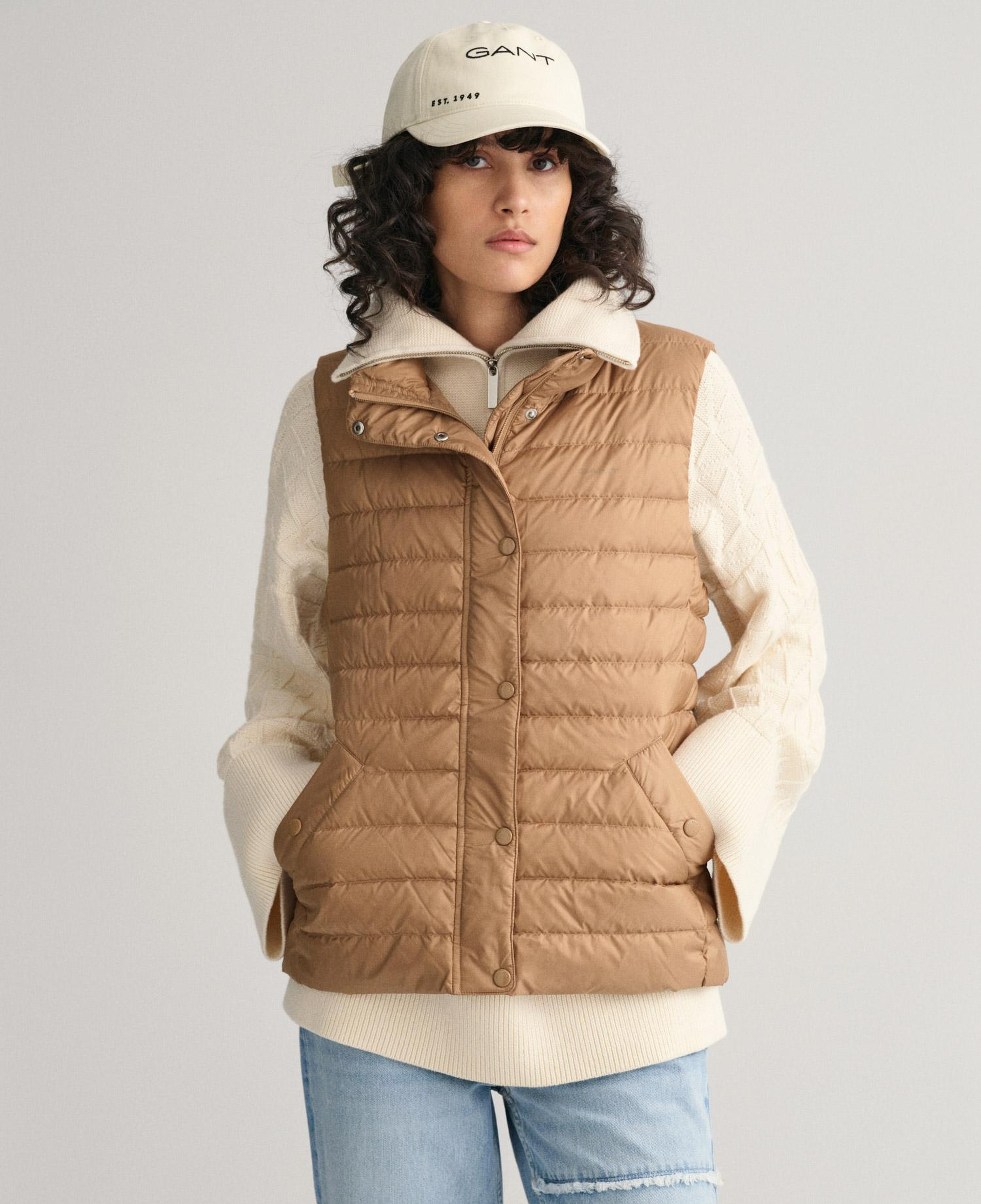 GANT Kadın Kahverengi Dik Yaka Kaz Tüyü Yelek