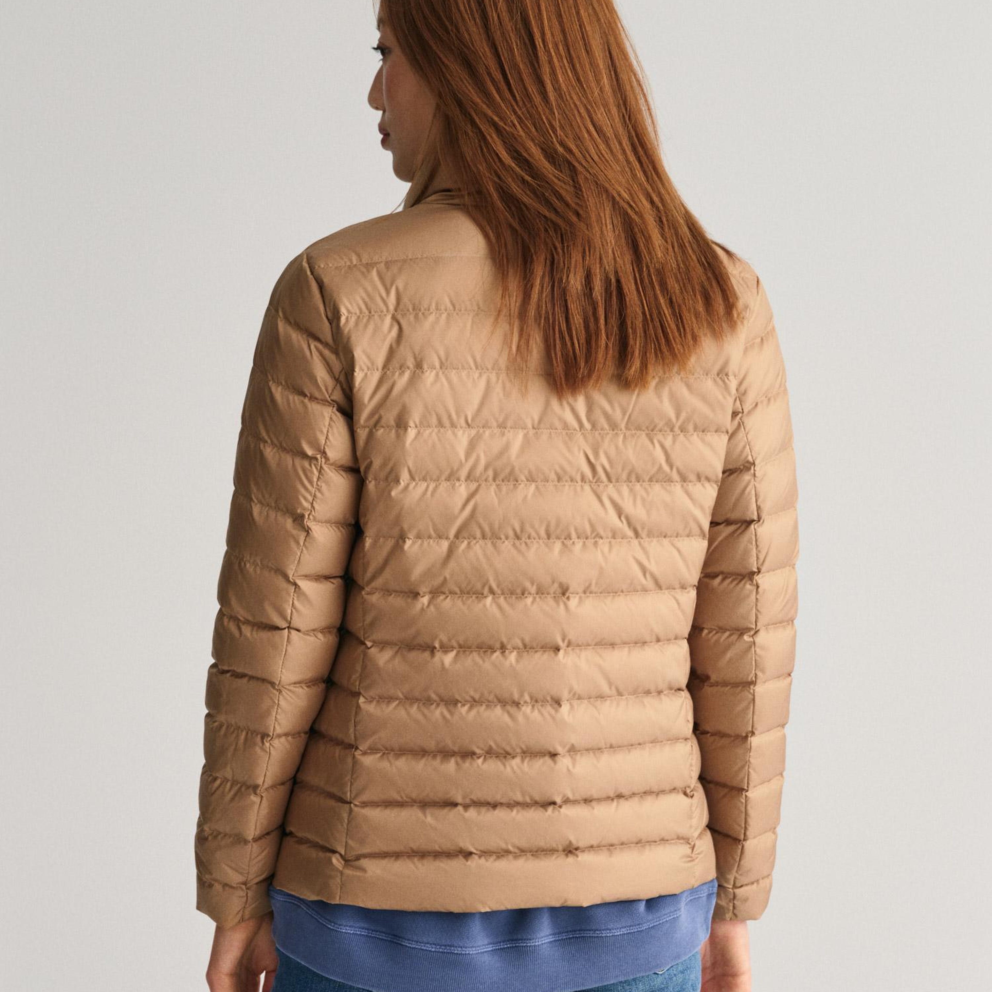 GANT Kadın Kahverengi Dik Yaka Kaz Tüyü Mont