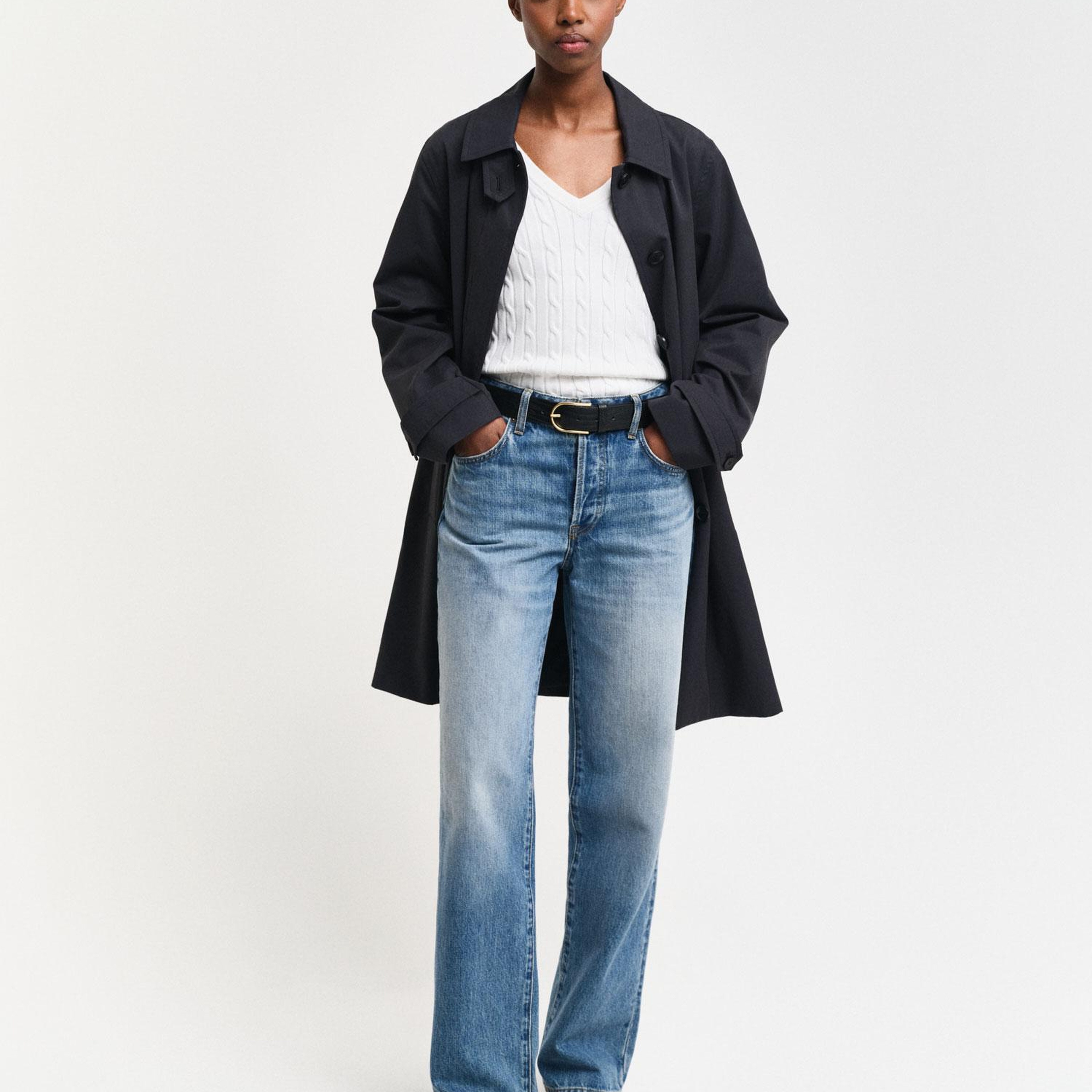 GANT Kadın Krem V Yaka Örgü Kazak