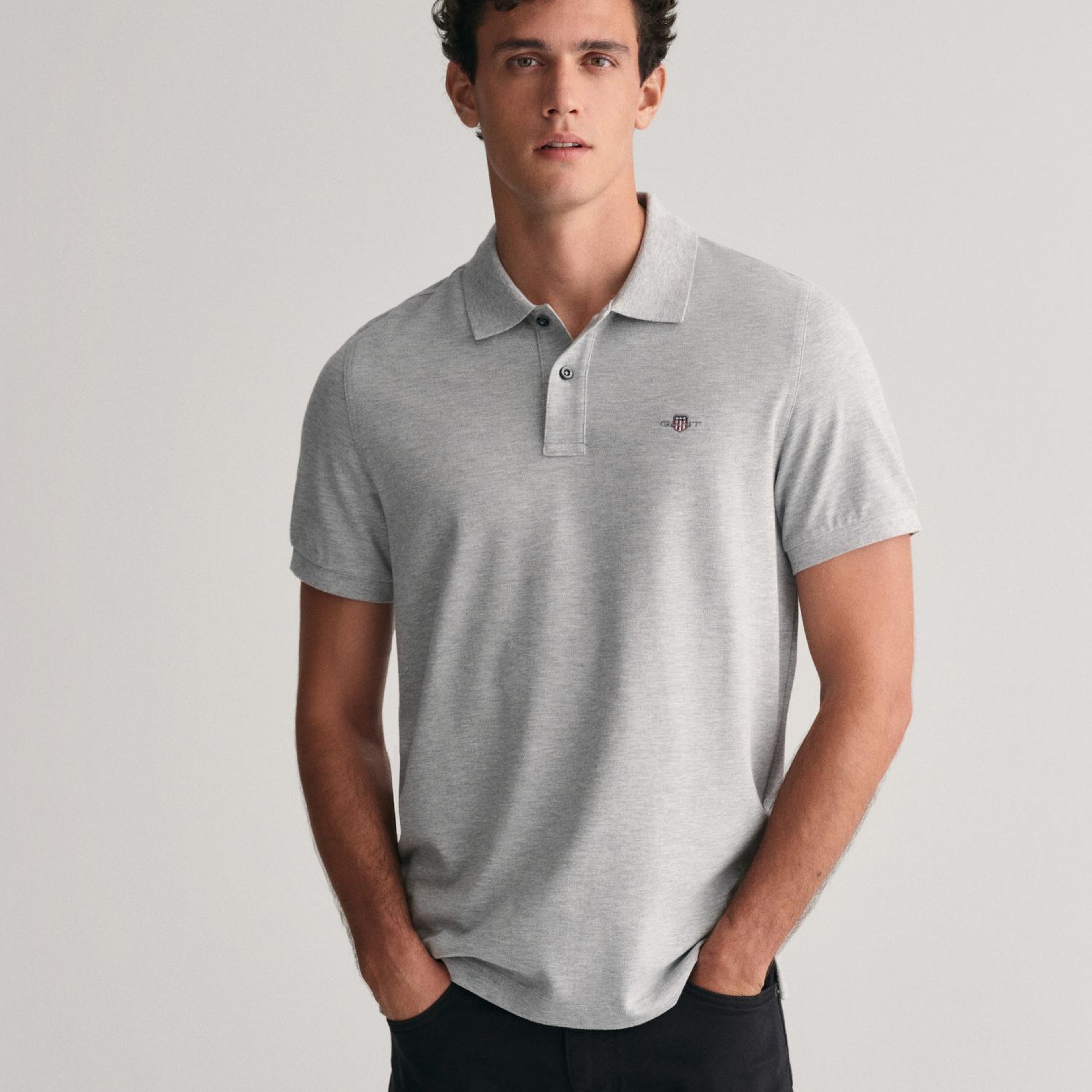 GANT Erkek Gri Regular Fit Polo
