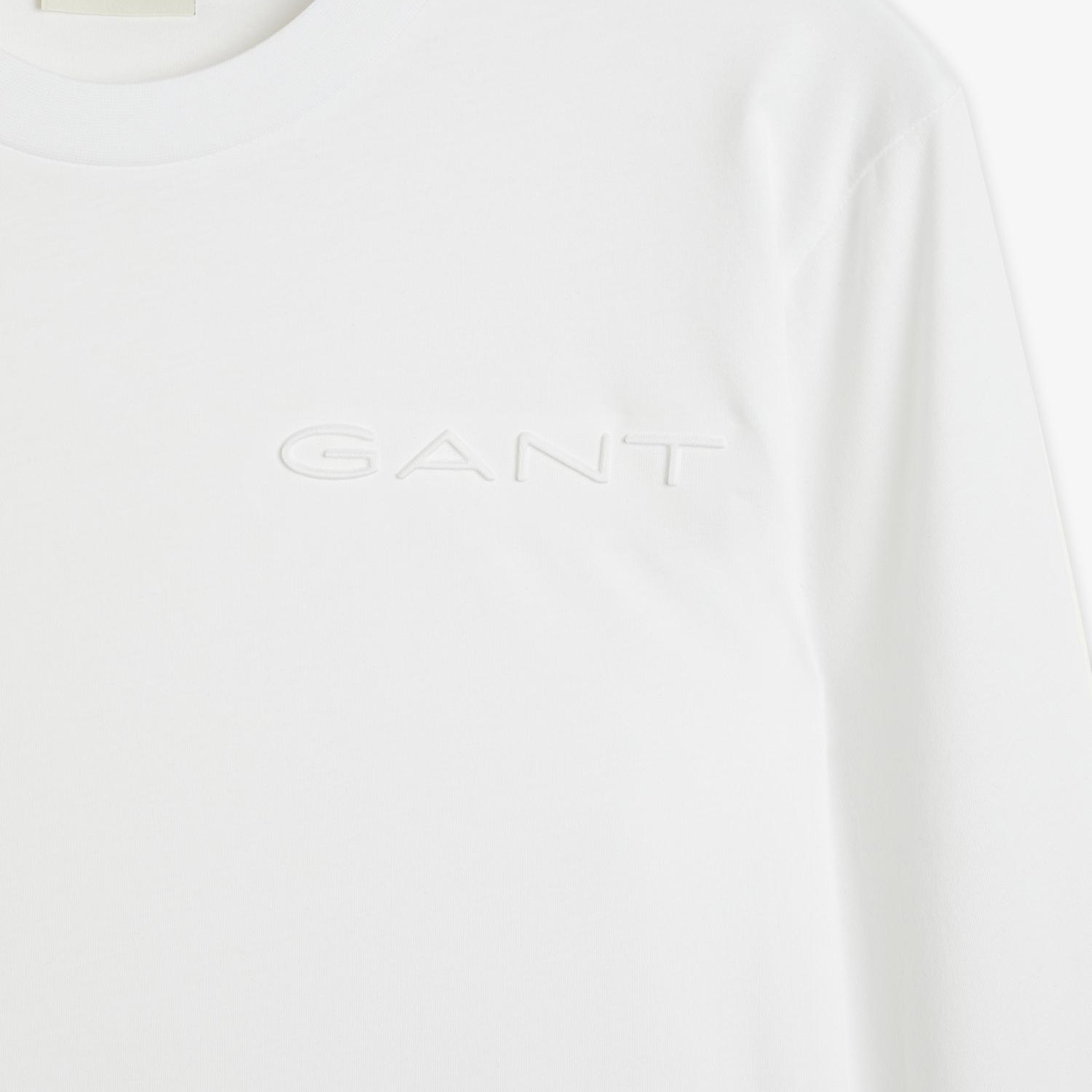 GANT Erkek Beyaz Regular Fit Bisiklet Yaka Logolu T-shirt